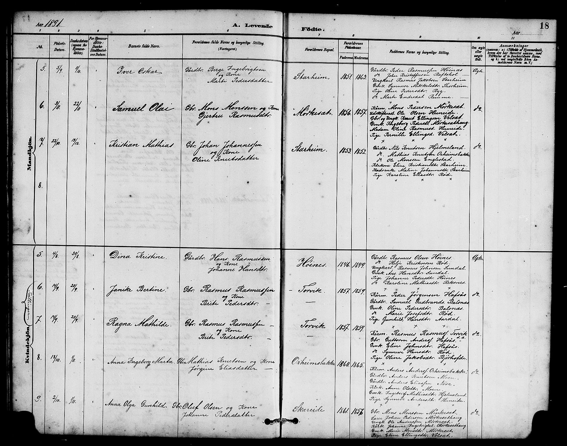 Eid sokneprestembete, AV/SAB-A-82301/H/Hab/Habc/L0002: Parish register (copy) no. C 2, 1887-1906, p. 18