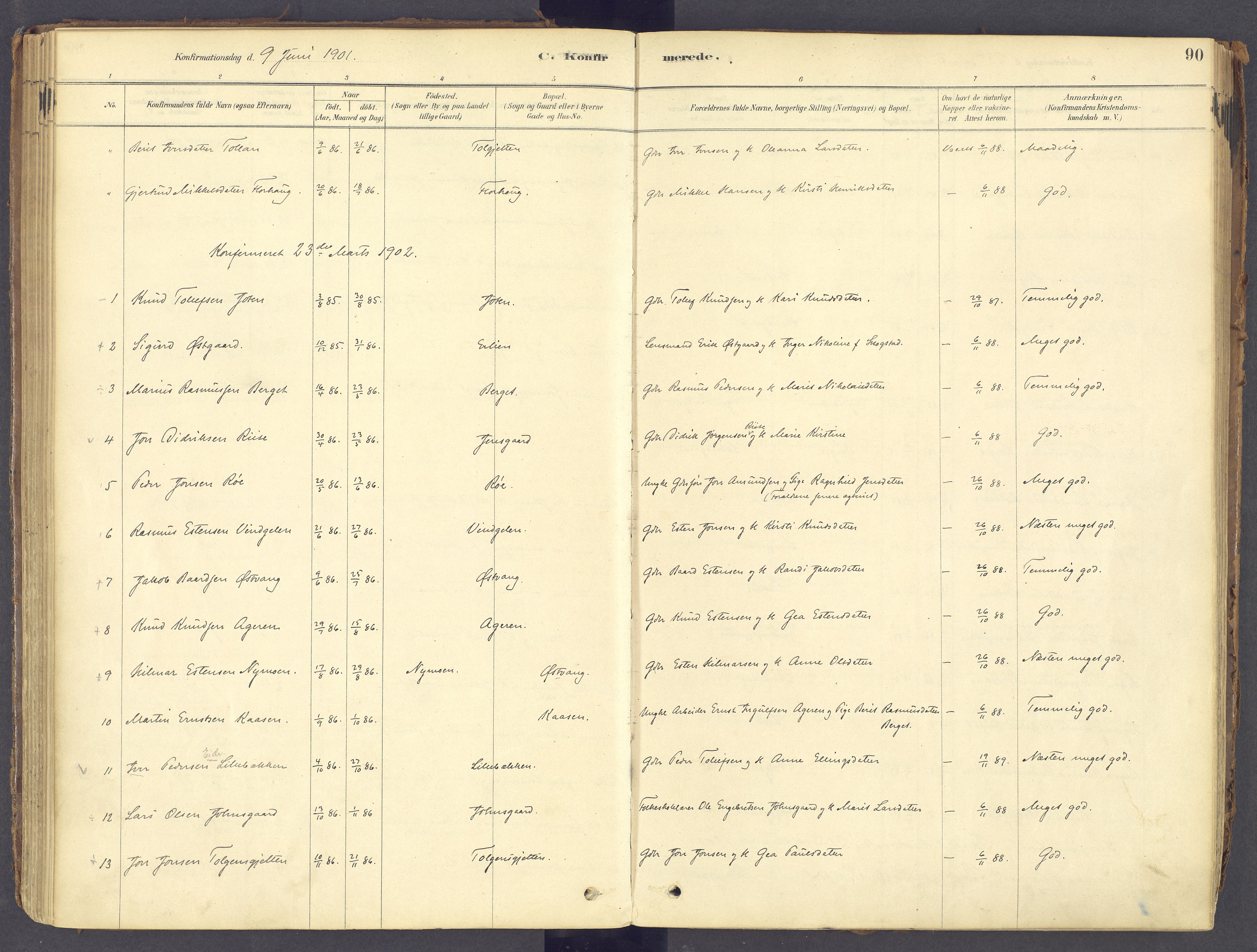 Tolga prestekontor, SAH/PREST-062/K/L0011: Parish register (official) no. 11, 1877-1920, p. 90