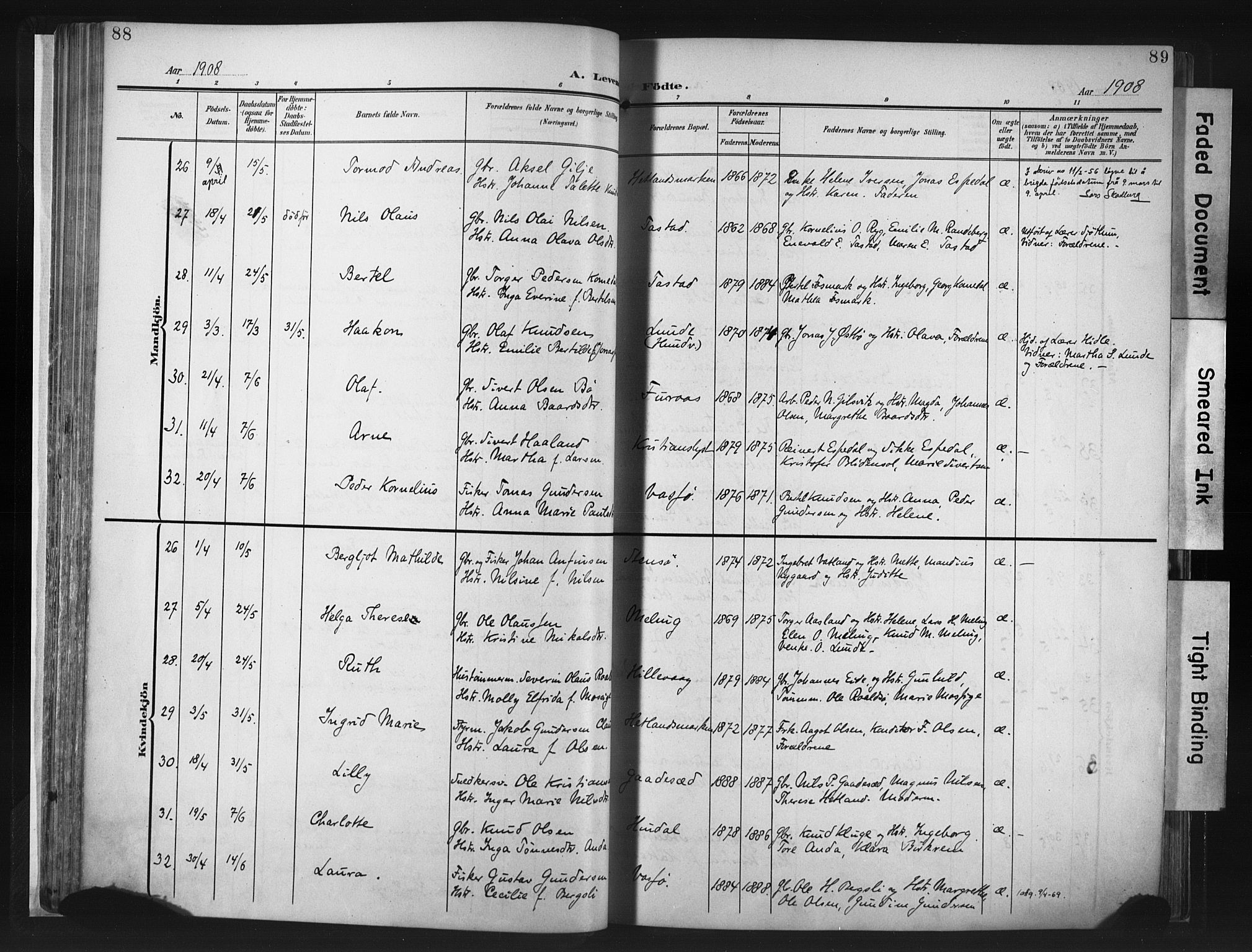 Hetland sokneprestkontor, SAST/A-101826/30/30BA/L0013: Parish register (official) no. A 13, 1904-1918, p. 88-89