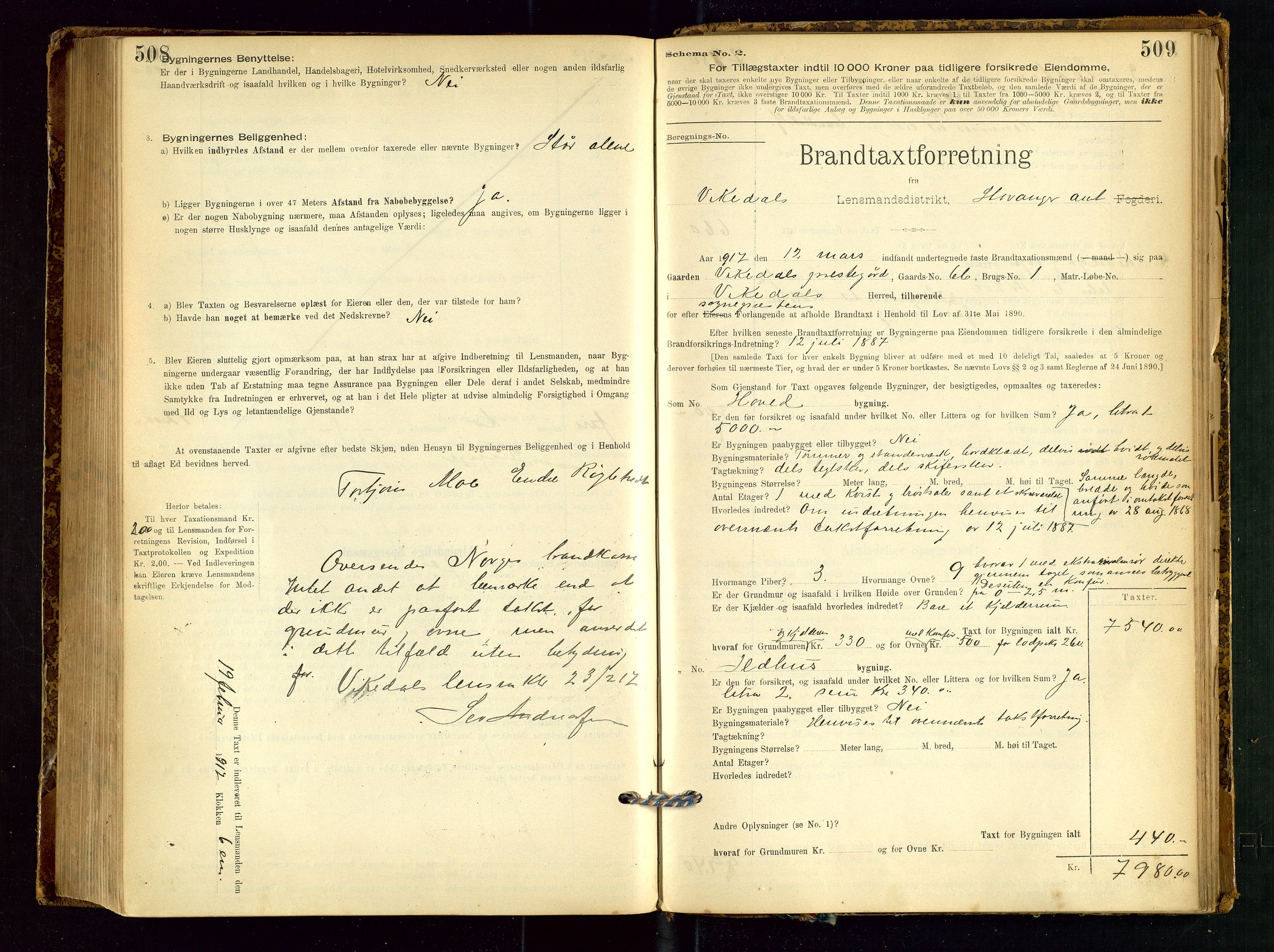 Vikedal lensmannskontor, SAST/A-100179/Gob/L0004: Branntakstprotokoll, 1894-1952, p. 508-509