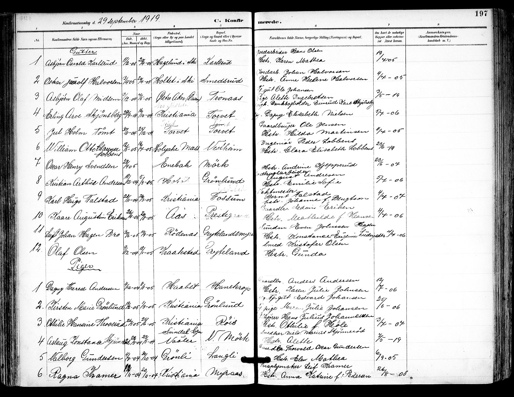 Kråkstad prestekontor Kirkebøker, SAO/A-10125a/F/Fa/L0010: Parish register (official) no. I 10, 1893-1931, p. 197