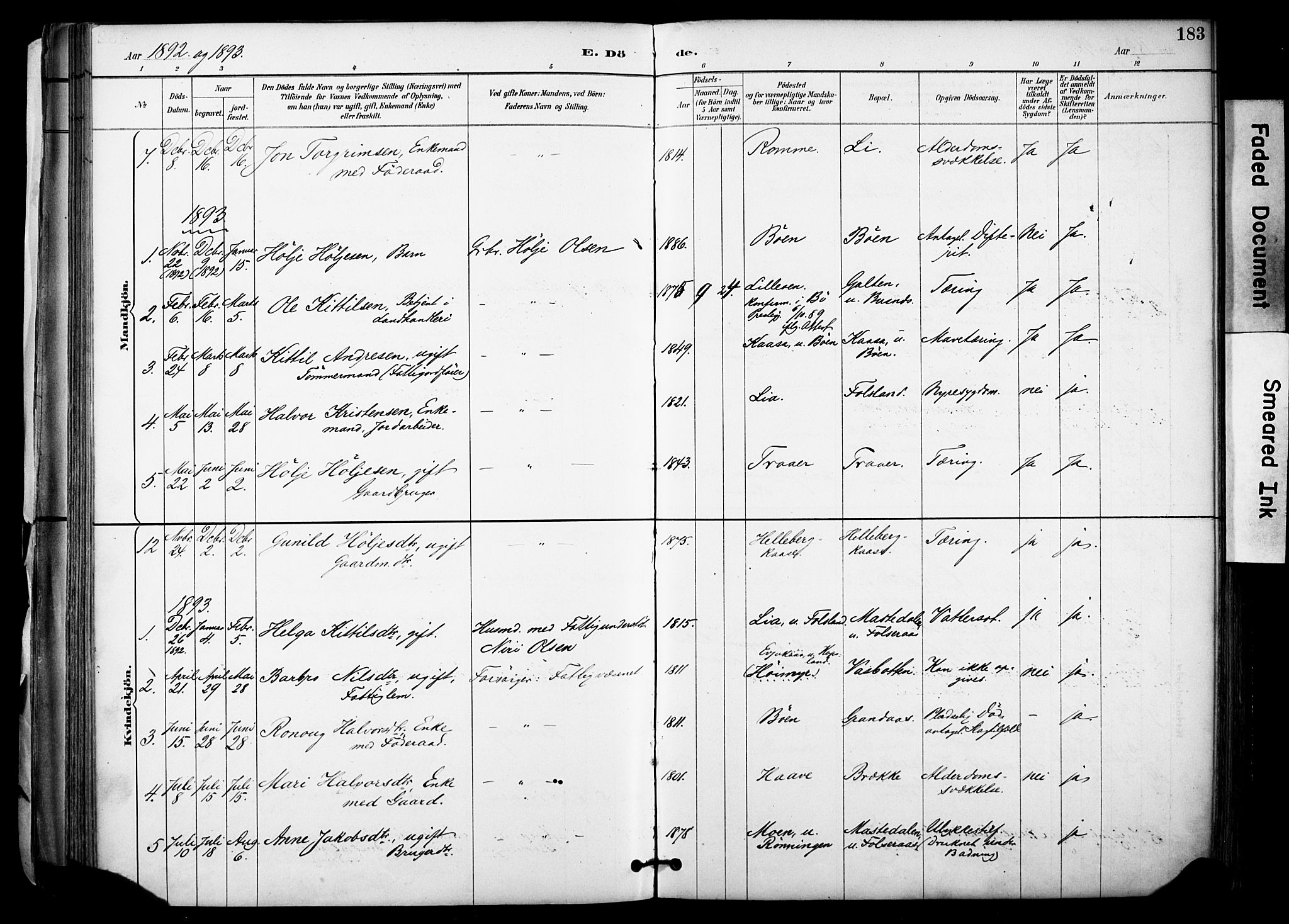 Gransherad kirkebøker, SAKO/A-267/F/Fa/L0005: Parish register (official) no. I 5, 1887-1916, p. 183