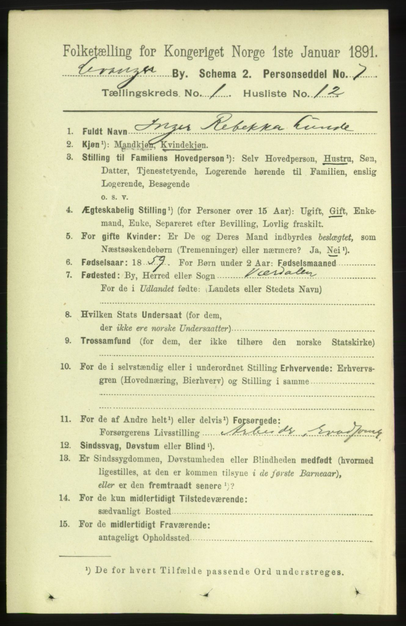 RA, 1891 census for 1701 Levanger, 1891, p. 214