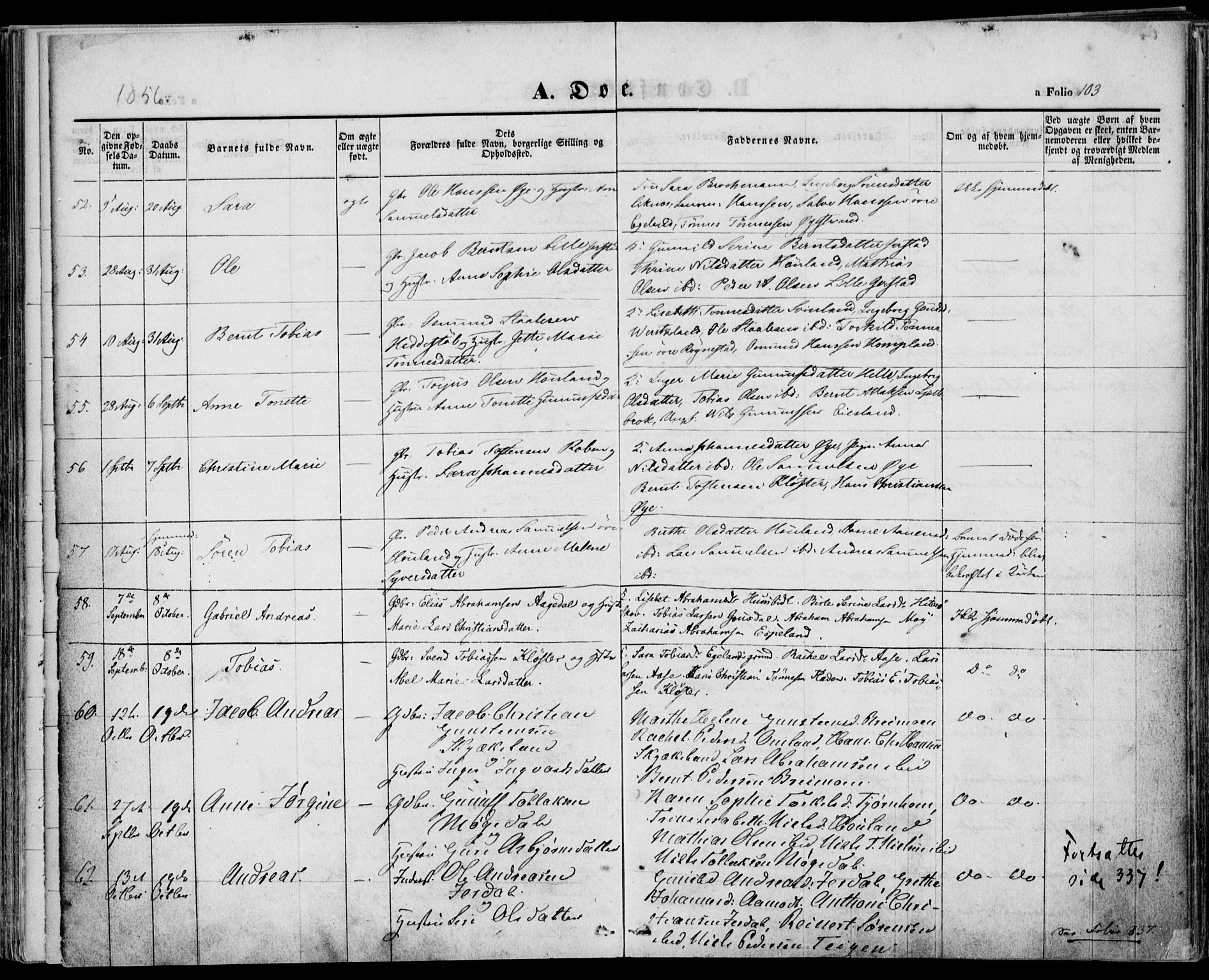 Kvinesdal sokneprestkontor, AV/SAK-1111-0026/F/Fa/Fab/L0005: Parish register (official) no. A 5, 1844-1857, p. 103