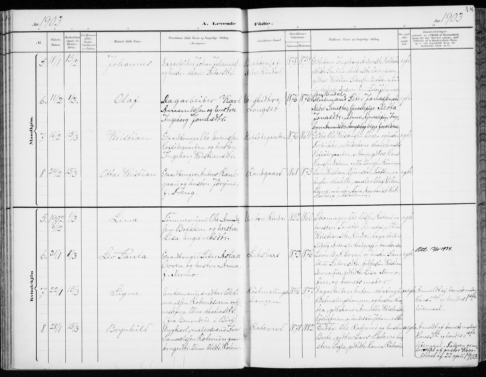 Fåberg prestekontor, AV/SAH-PREST-086/H/Ha/Haa/L0011: Parish register (official) no. 11, 1899-1913, p. 48