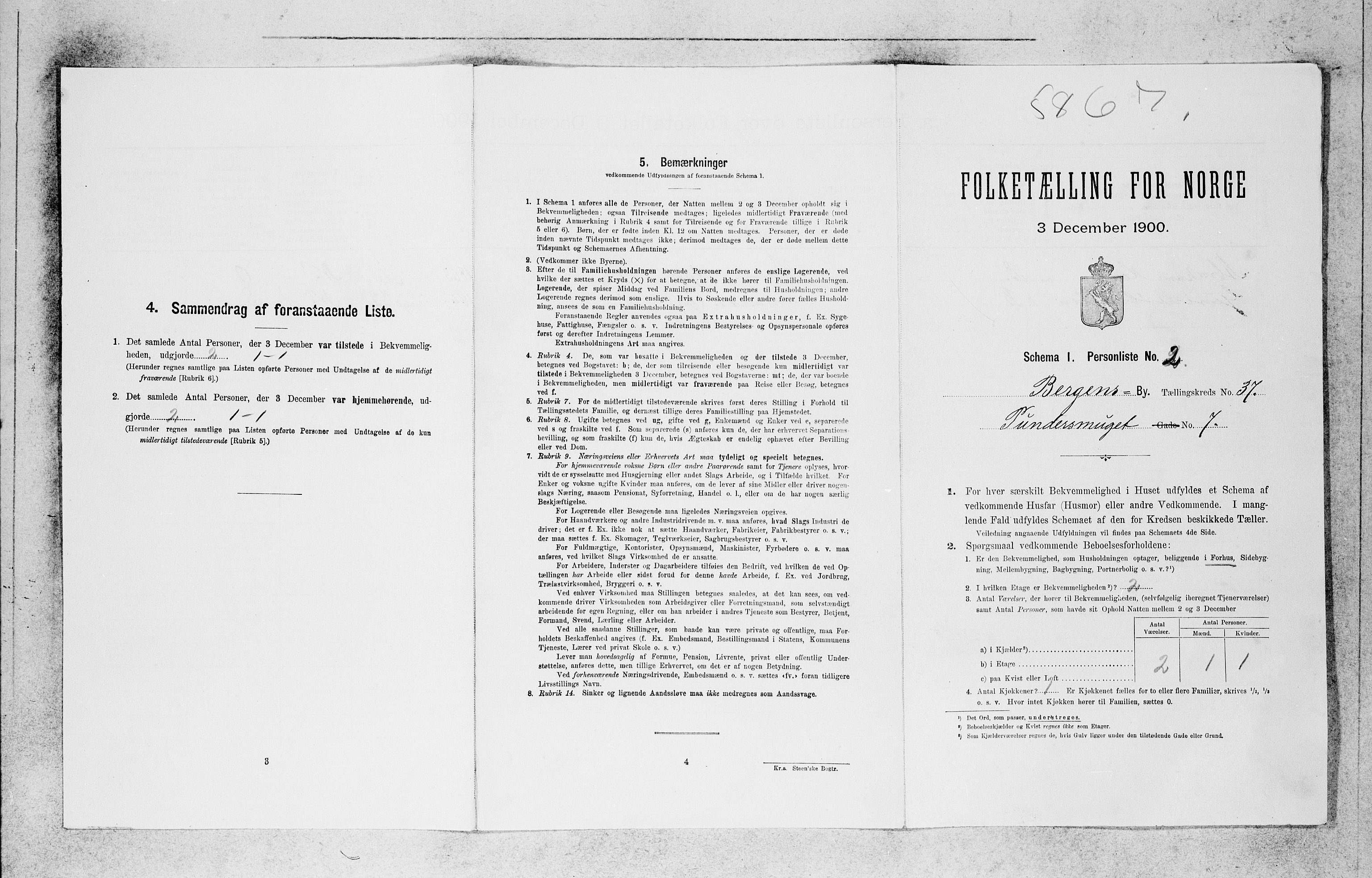 SAB, 1900 census for Bergen, 1900, p. 7151