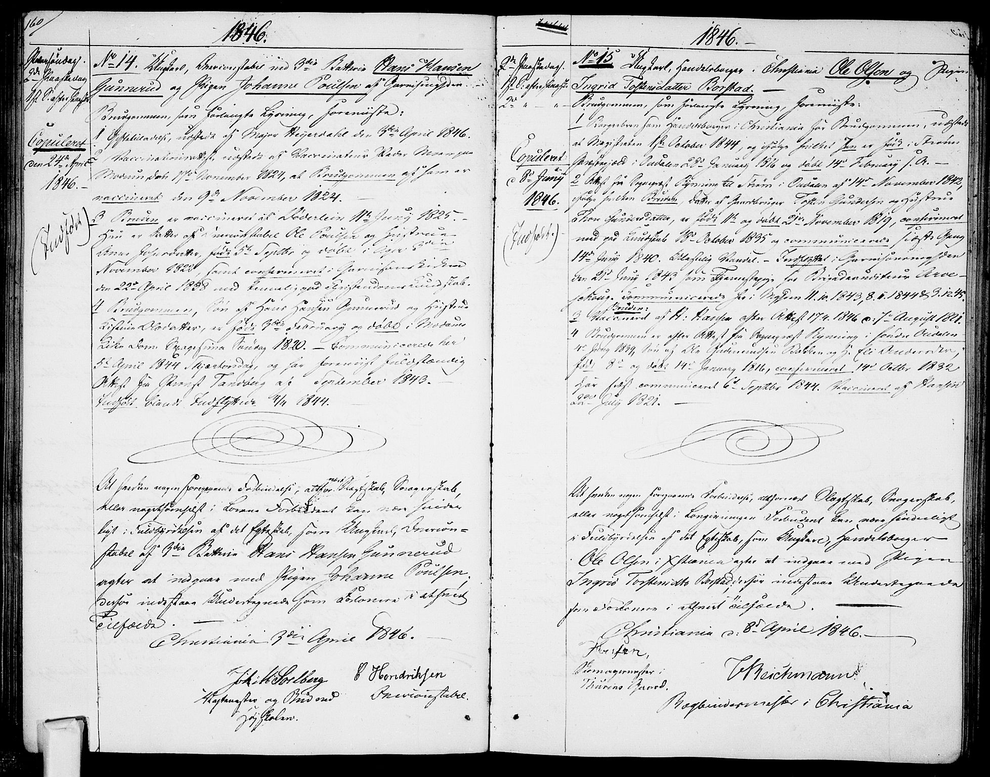 Garnisonsmenigheten Kirkebøker, AV/SAO-A-10846/H/Ha/L0005: Banns register no. I 5, 1844-1856, p. 160-161