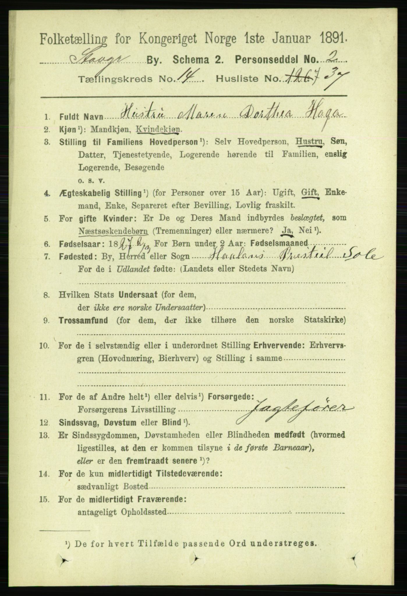 RA, 1891 census for 1103 Stavanger, 1891, p. 17307