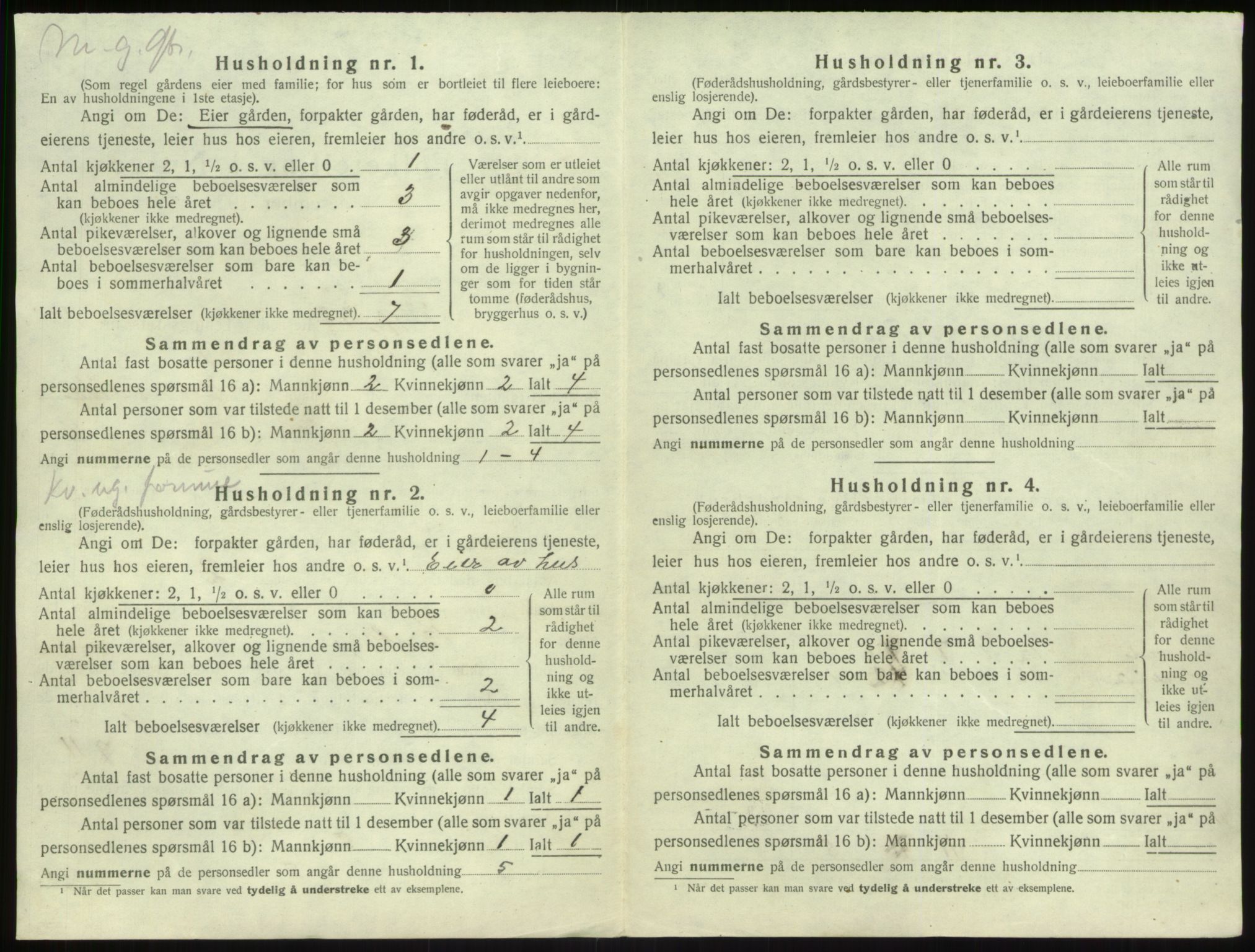 SAB, 1920 census for Vik, 1920, p. 1298