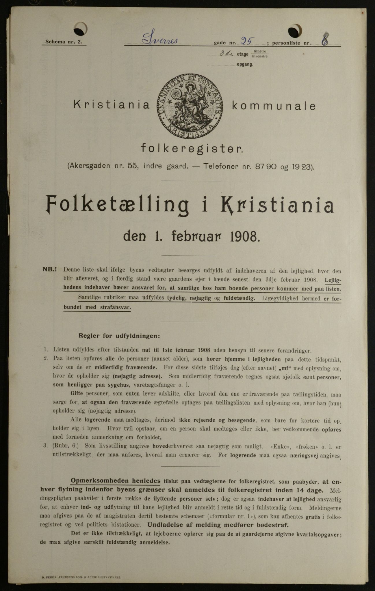 OBA, Municipal Census 1908 for Kristiania, 1908, p. 95408