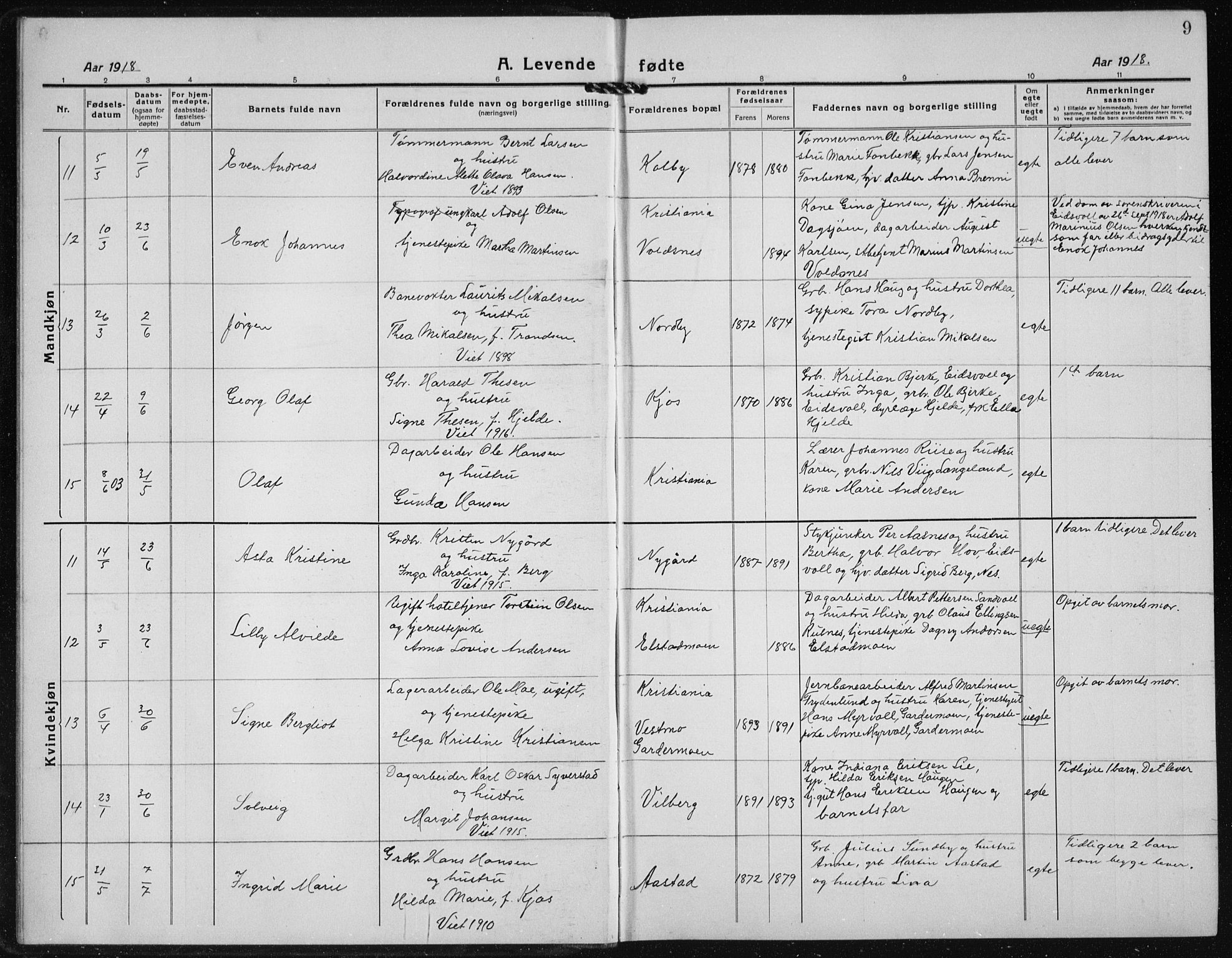 Ullensaker prestekontor Kirkebøker, AV/SAO-A-10236a/G/Gb/L0002: Parish register (copy) no. II 2, 1917-1941, p. 9