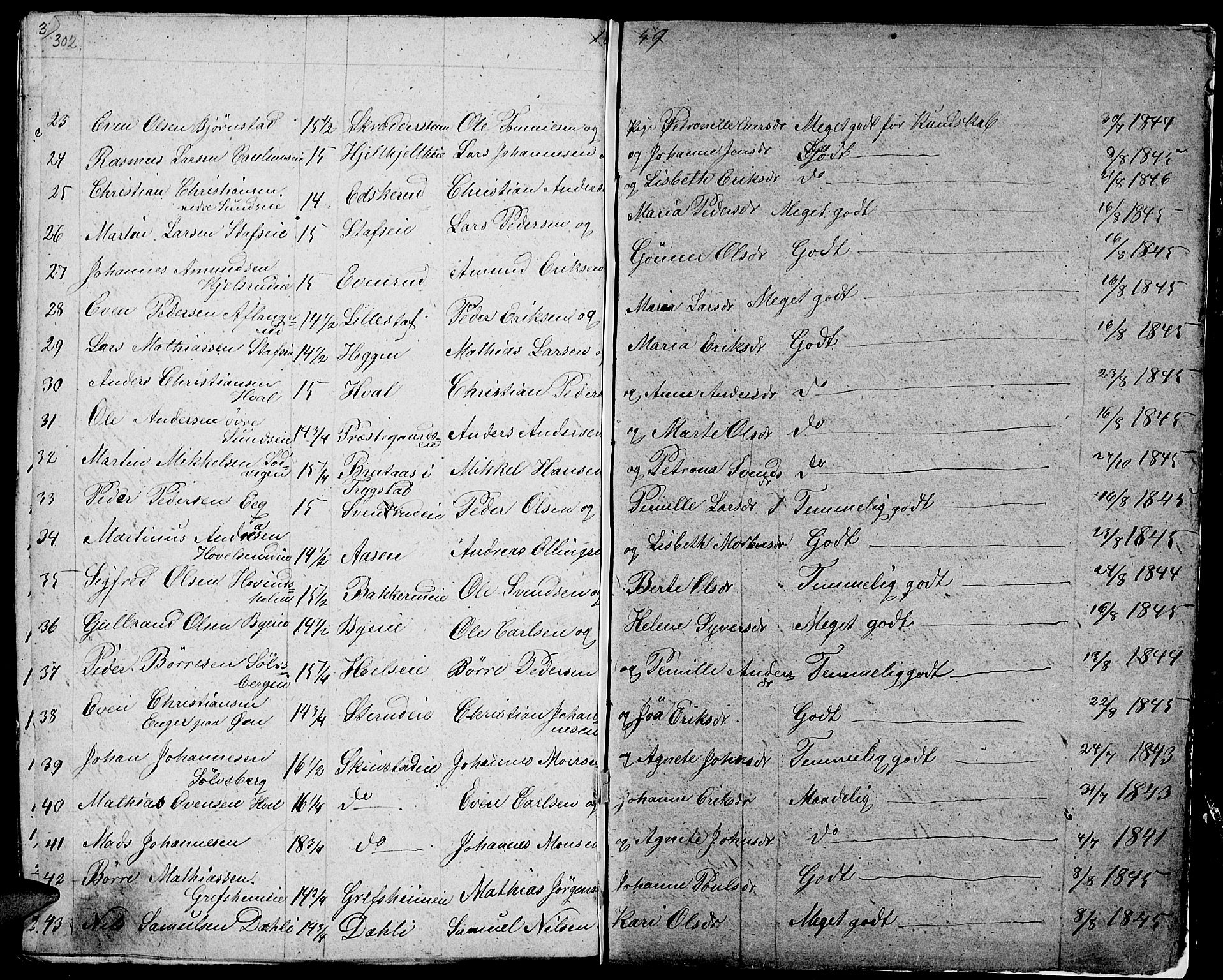 Nes prestekontor, Hedmark, AV/SAH-PREST-020/L/La/L0004: Parish register (copy) no. 4, 1832-1861, p. 302