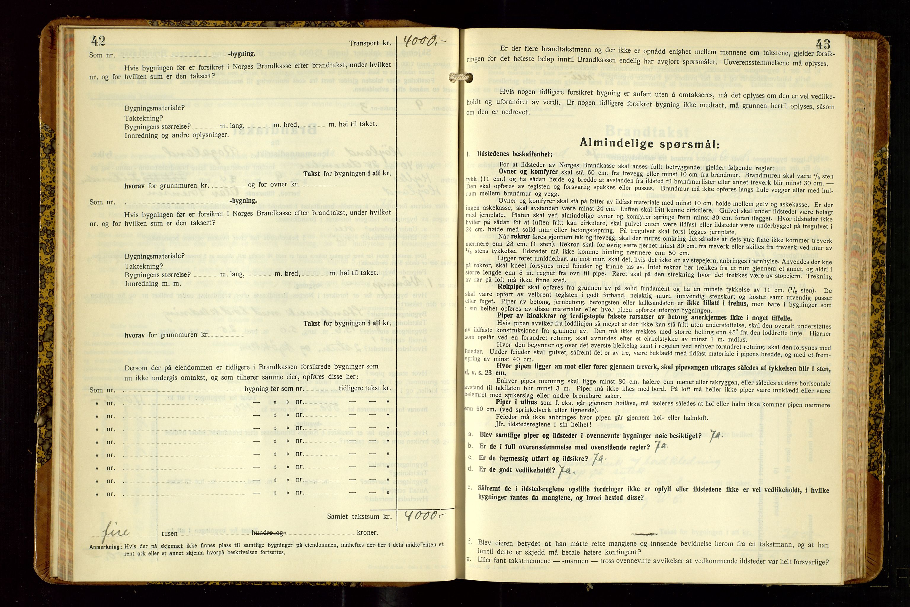 Høyland/Sandnes lensmannskontor, SAST/A-100166/Gob/L0008: "Branntakstprotokoll", 1940-1952, p. 42-43