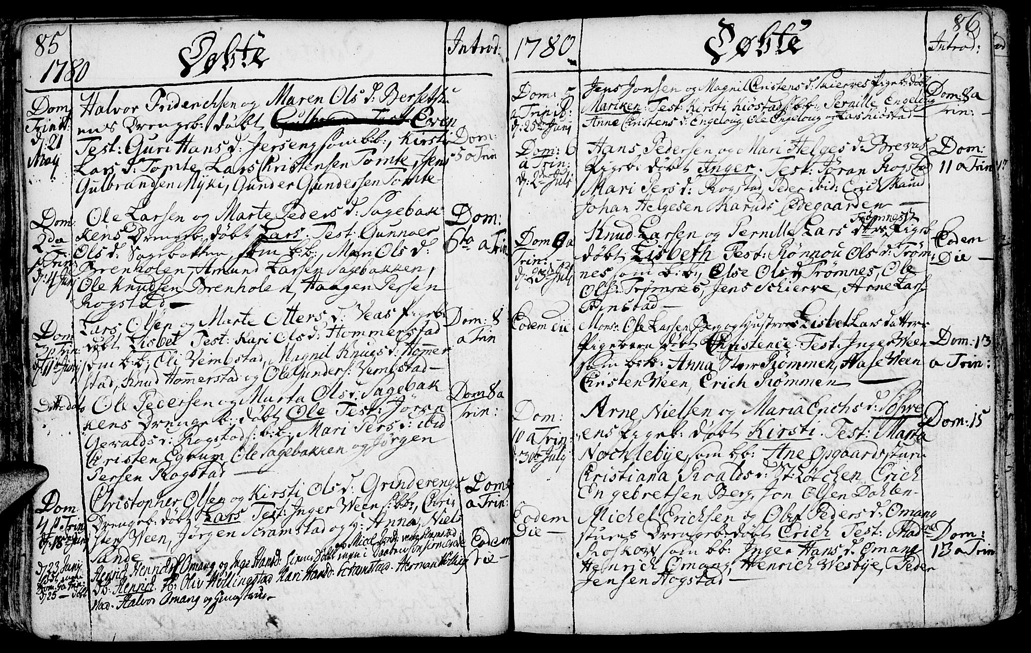Løten prestekontor, SAH/PREST-022/K/Ka/L0003: Parish register (official) no. 3, 1773-1800, p. 85-86
