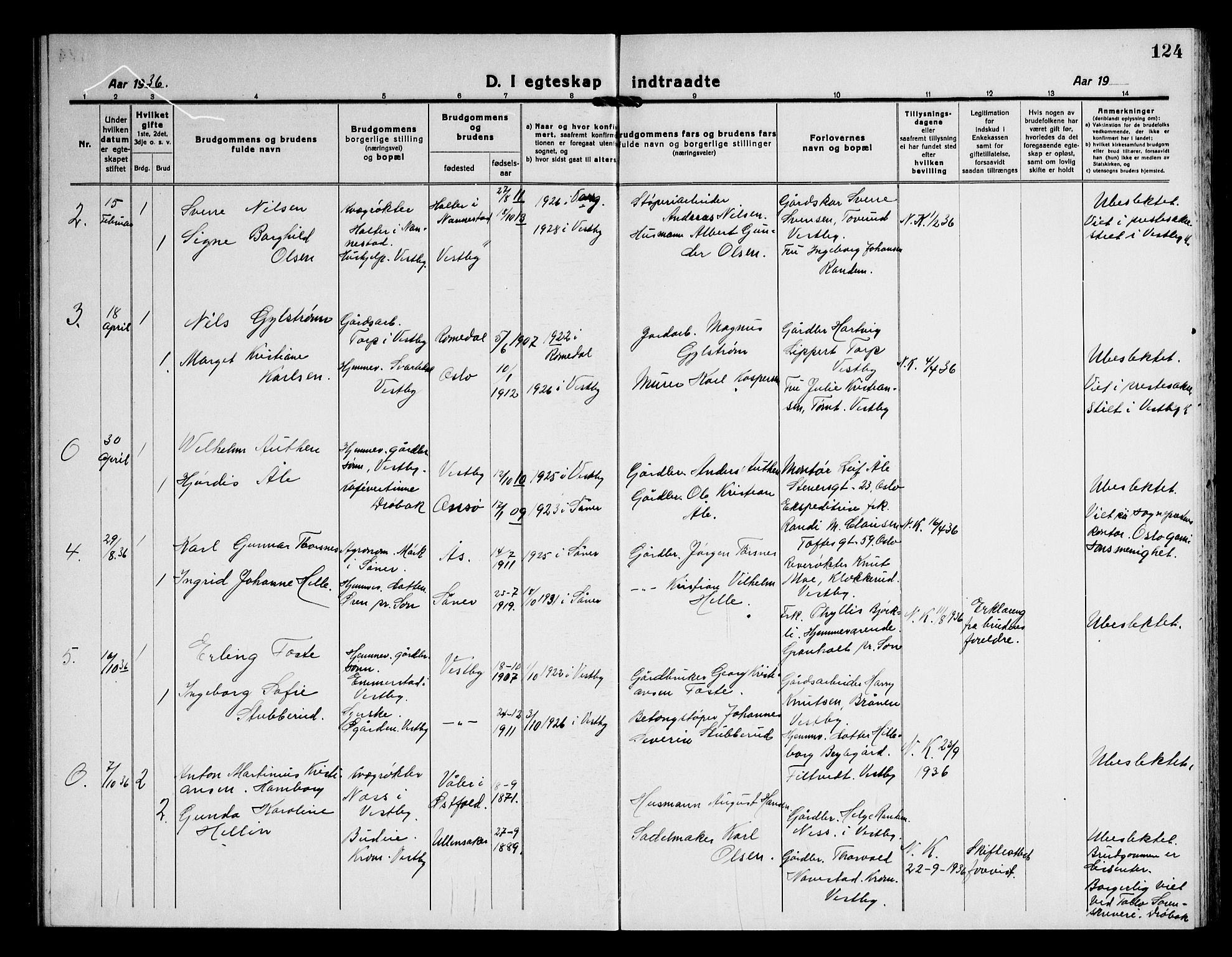 Vestby prestekontor Kirkebøker, AV/SAO-A-10893/G/Ga/L0003: Parish register (copy) no. I 3, 1917-1947, p. 124