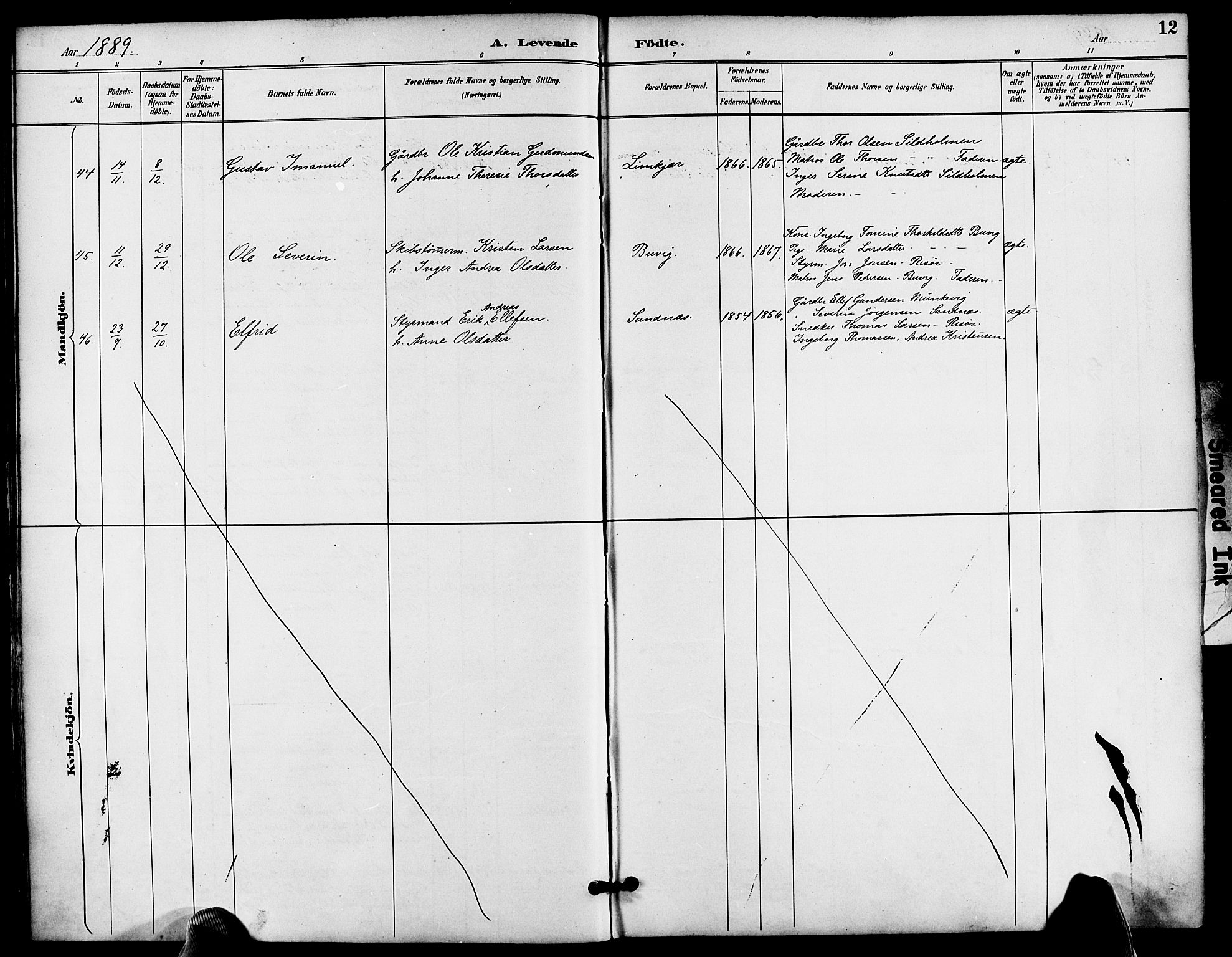 Søndeled sokneprestkontor, SAK/1111-0038/F/Fa/L0005: Parish register (official) no. A 5, 1889-1899, p. 12