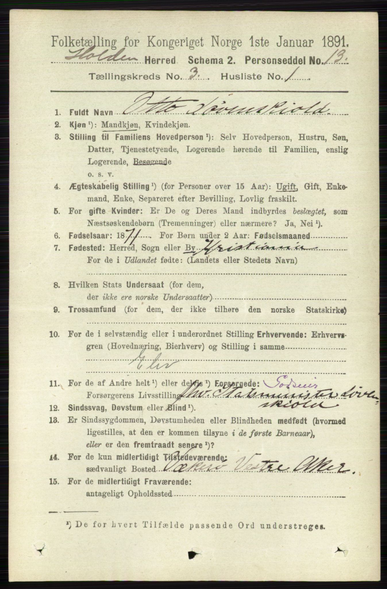 RA, 1891 census for 0819 Holla, 1891, p. 1352