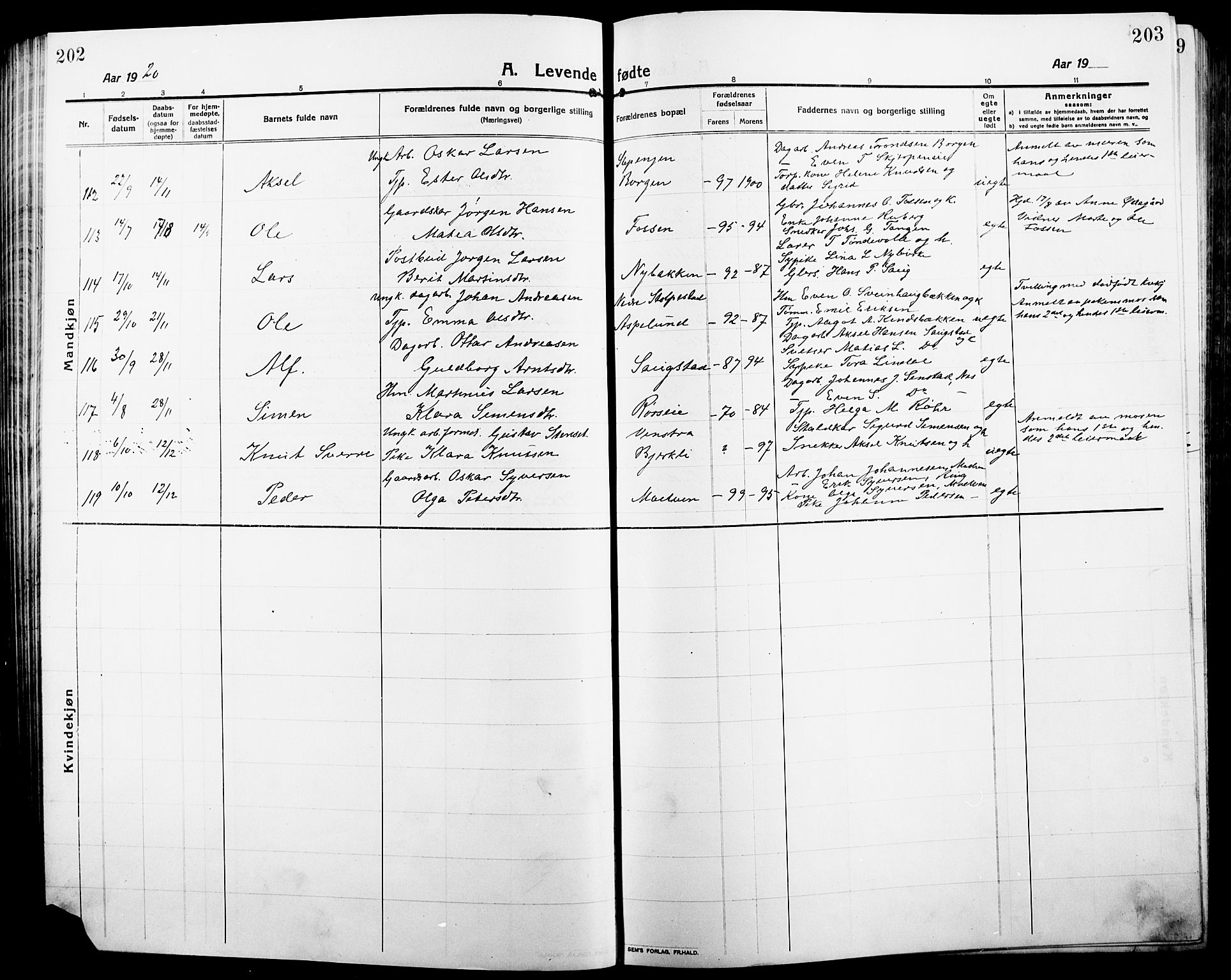 Ringsaker prestekontor, SAH/PREST-014/L/La/L0018: Parish register (copy) no. 18, 1913-1922, p. 202-203