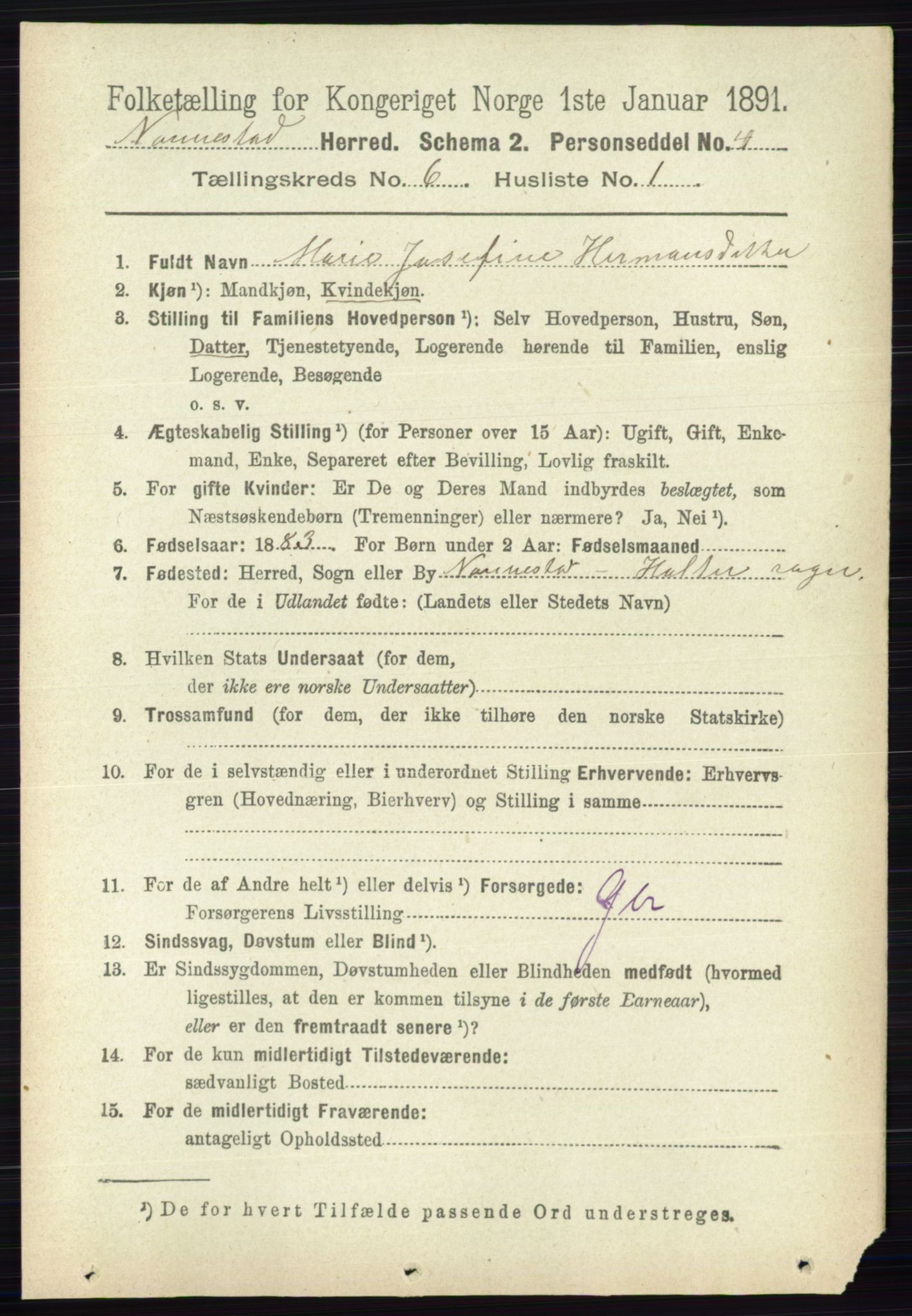 RA, 1891 census for 0238 Nannestad, 1891, p. 3065