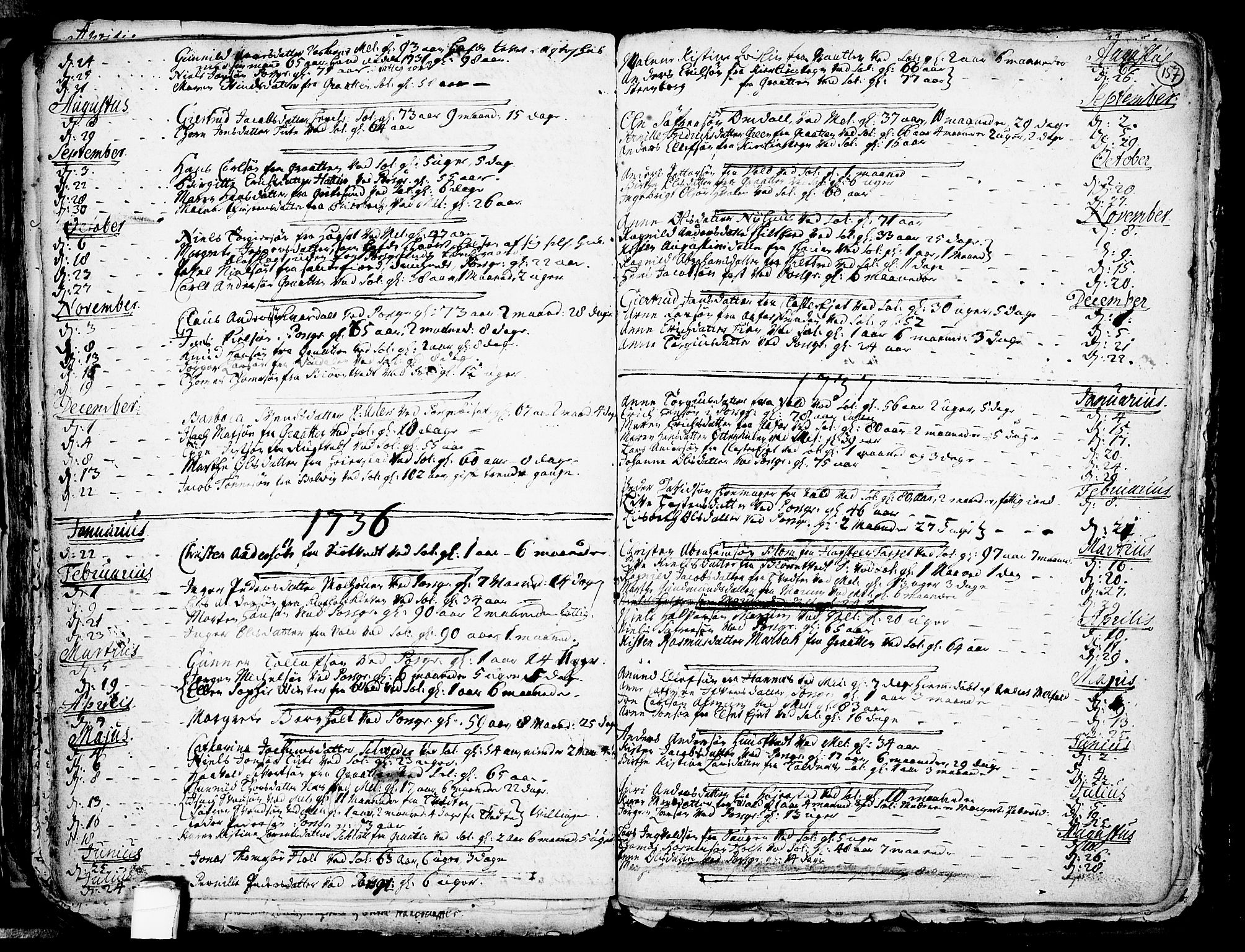 Solum kirkebøker, SAKO/A-306/F/Fa/L0002: Parish register (official) no. I 2, 1713-1761, p. 157