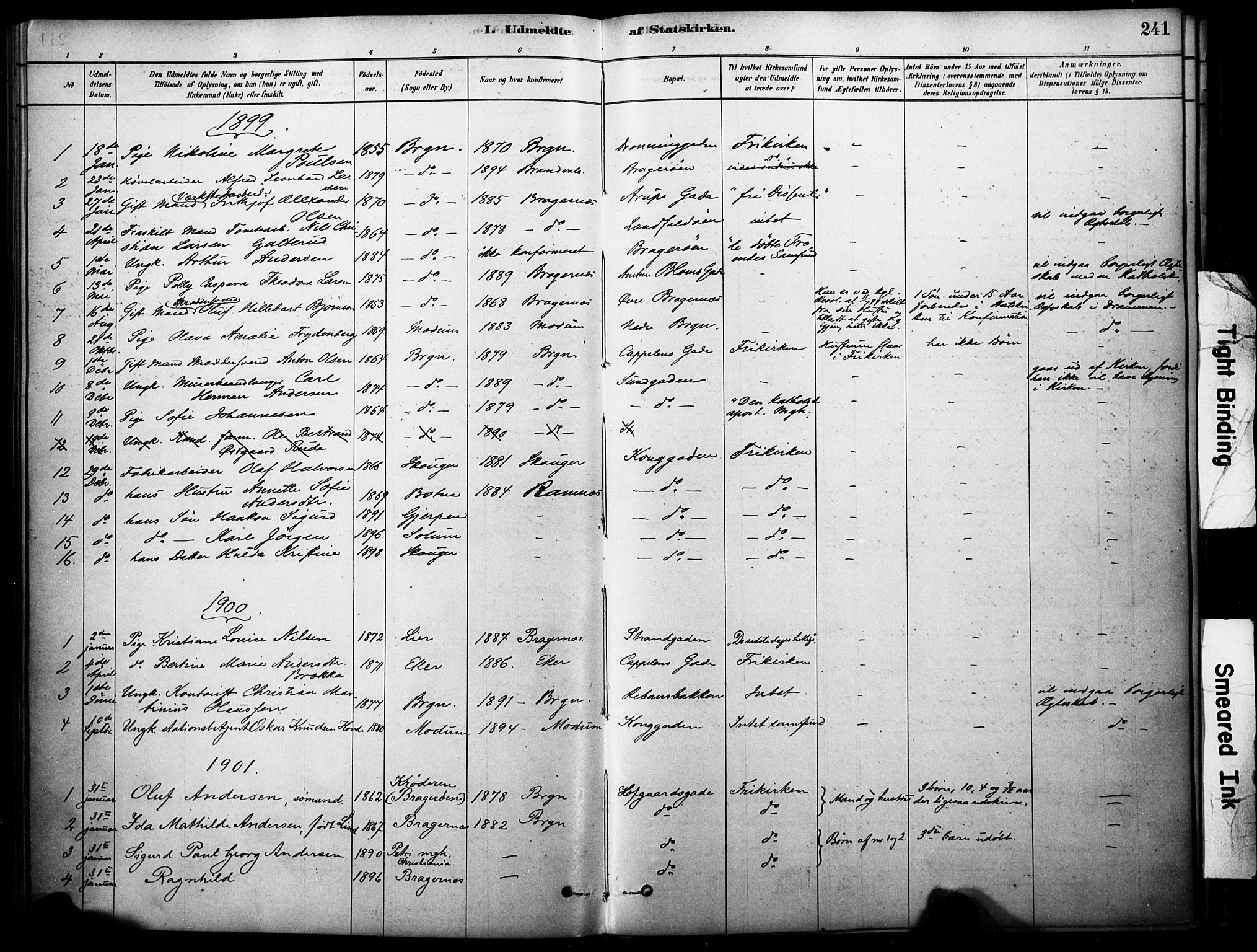 Bragernes kirkebøker, AV/SAKO-A-6/F/Fc/L0005: Parish register (official) no. III 5, 1878-1890, p. 241