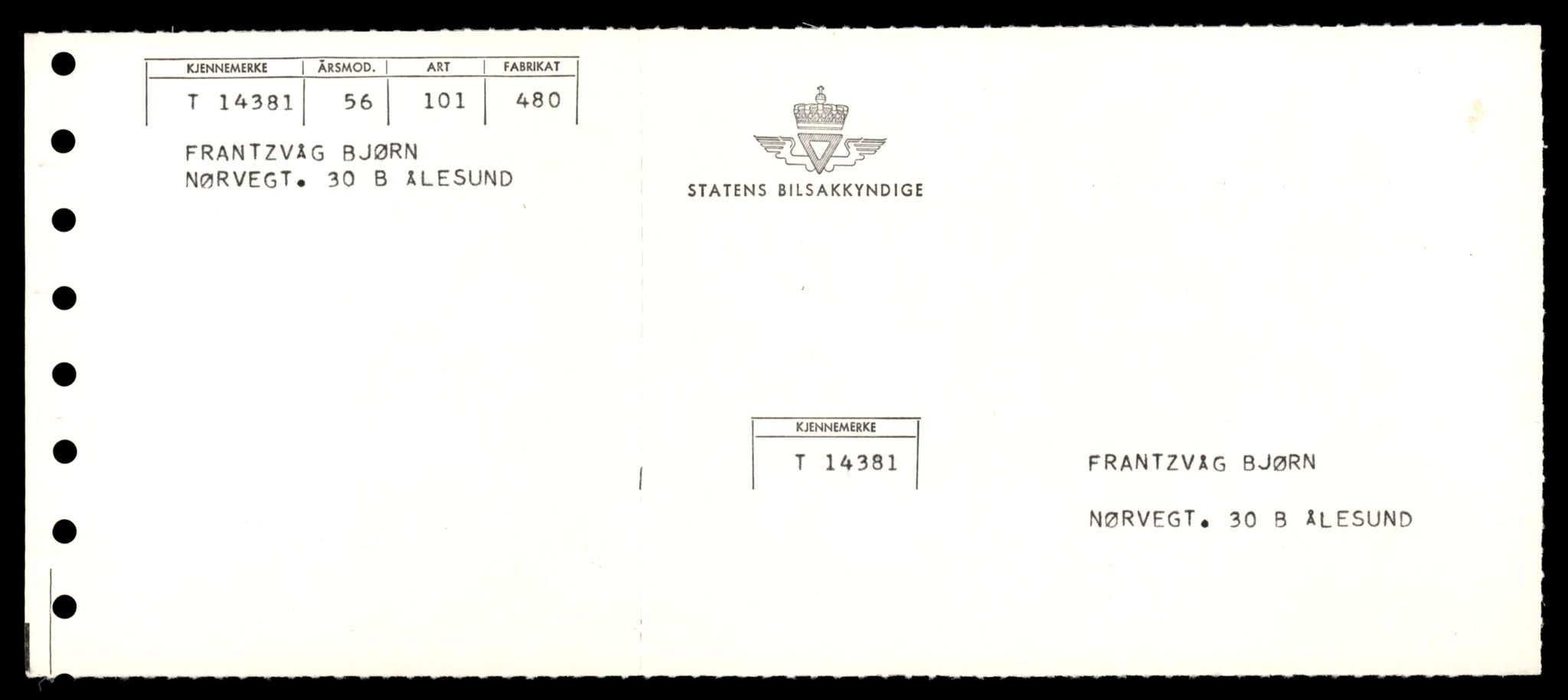 Møre og Romsdal vegkontor - Ålesund trafikkstasjon, AV/SAT-A-4099/F/Fe/L0045: Registreringskort for kjøretøy T 14320 - T 14444, 1927-1998, p. 1603