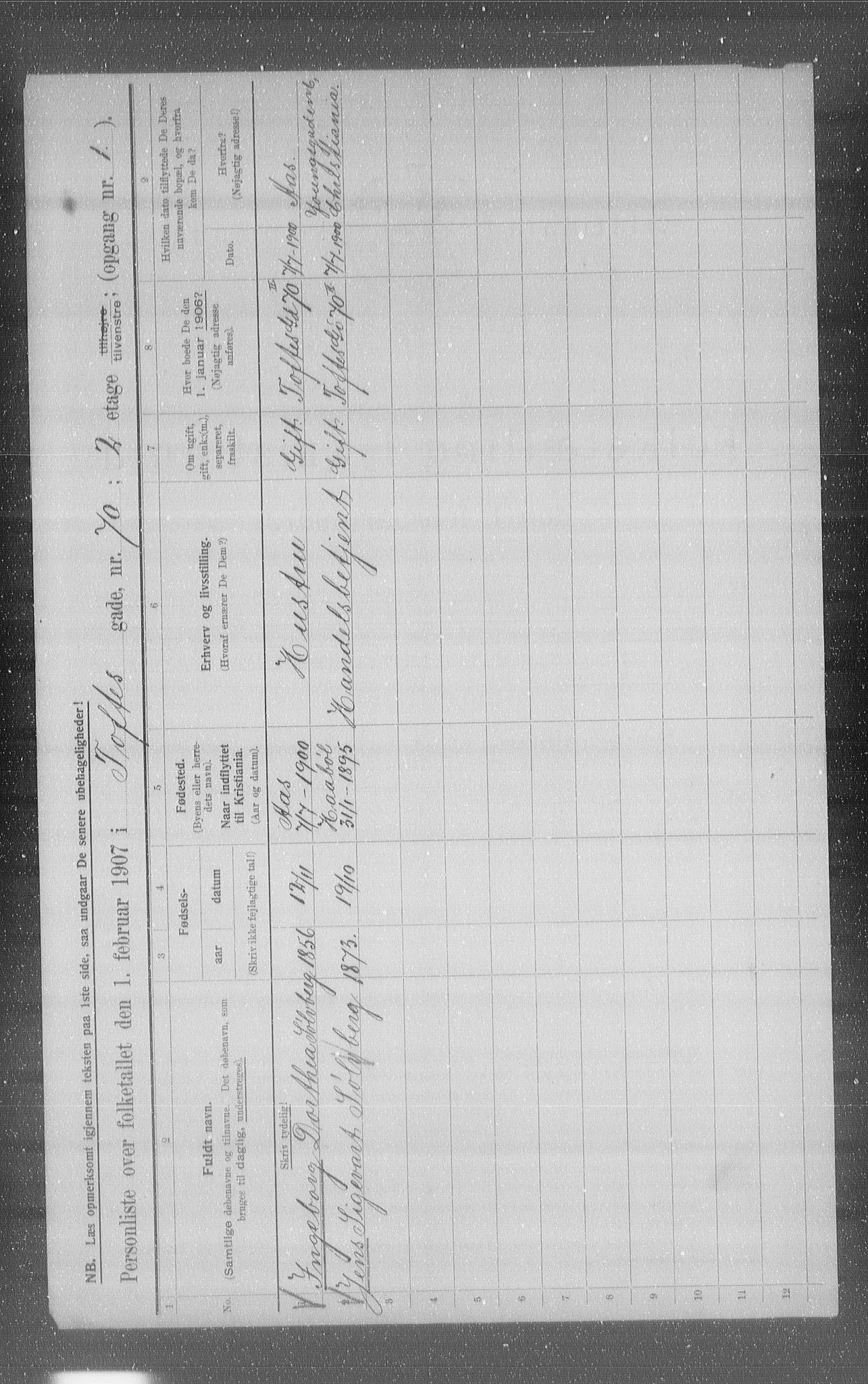 OBA, Municipal Census 1907 for Kristiania, 1907, p. 57413