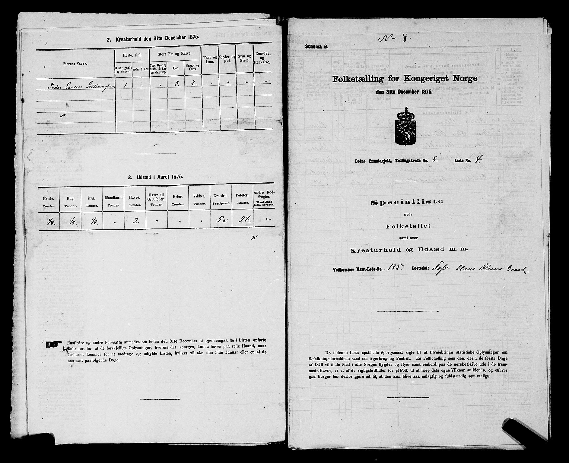 SAKO, 1875 census for 0715P Botne, 1875, p. 640