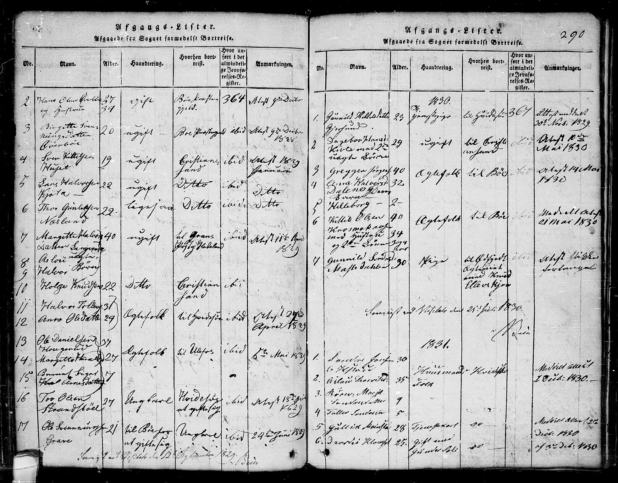 Seljord kirkebøker, AV/SAKO-A-20/G/Ga/L0001: Parish register (copy) no. I 1, 1815-1854, p. 290