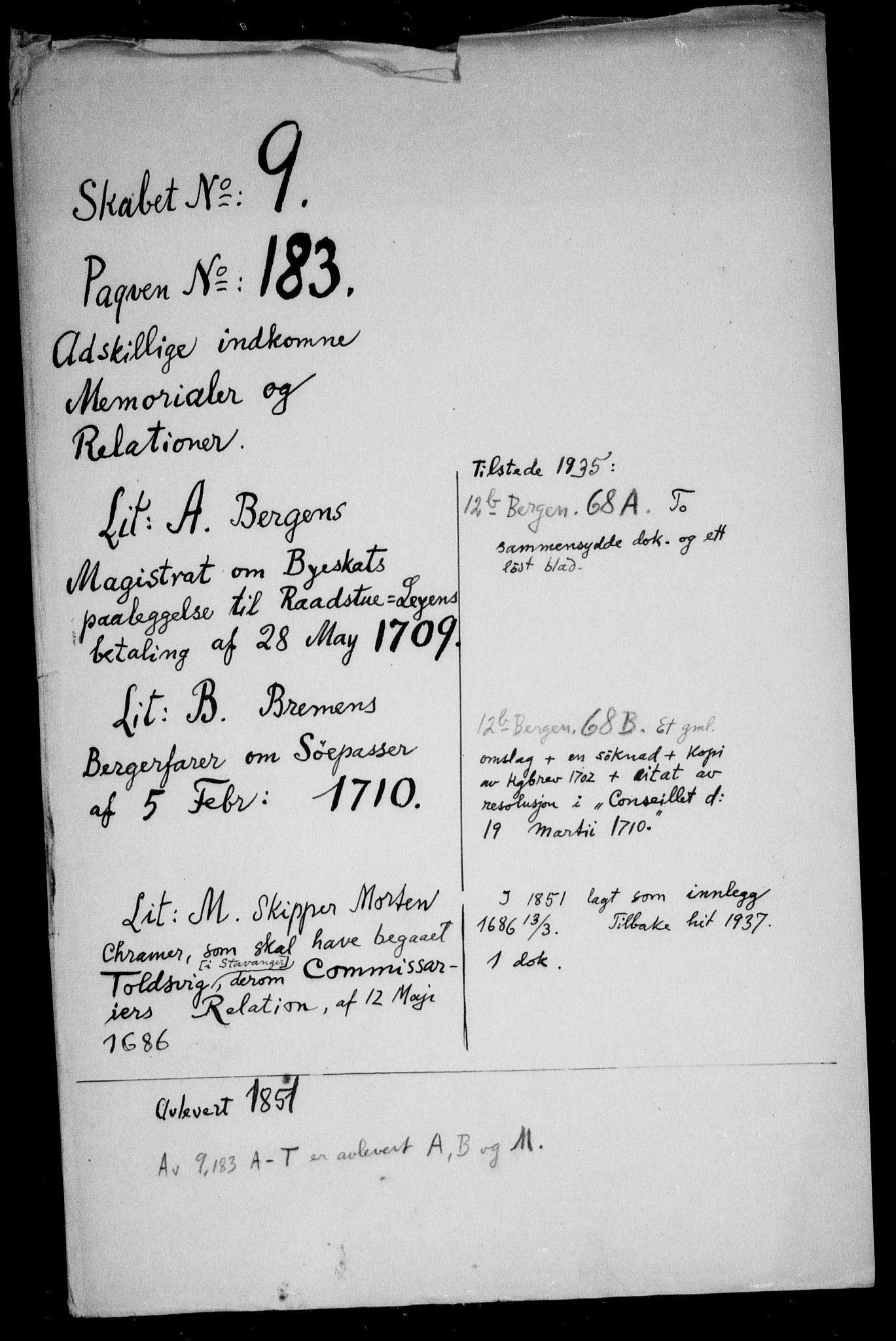 Danske Kanselli, Skapsaker, RA/EA-4061/F/L0033: Skap 9, pakke 173-199, 1627-1716, p. 306