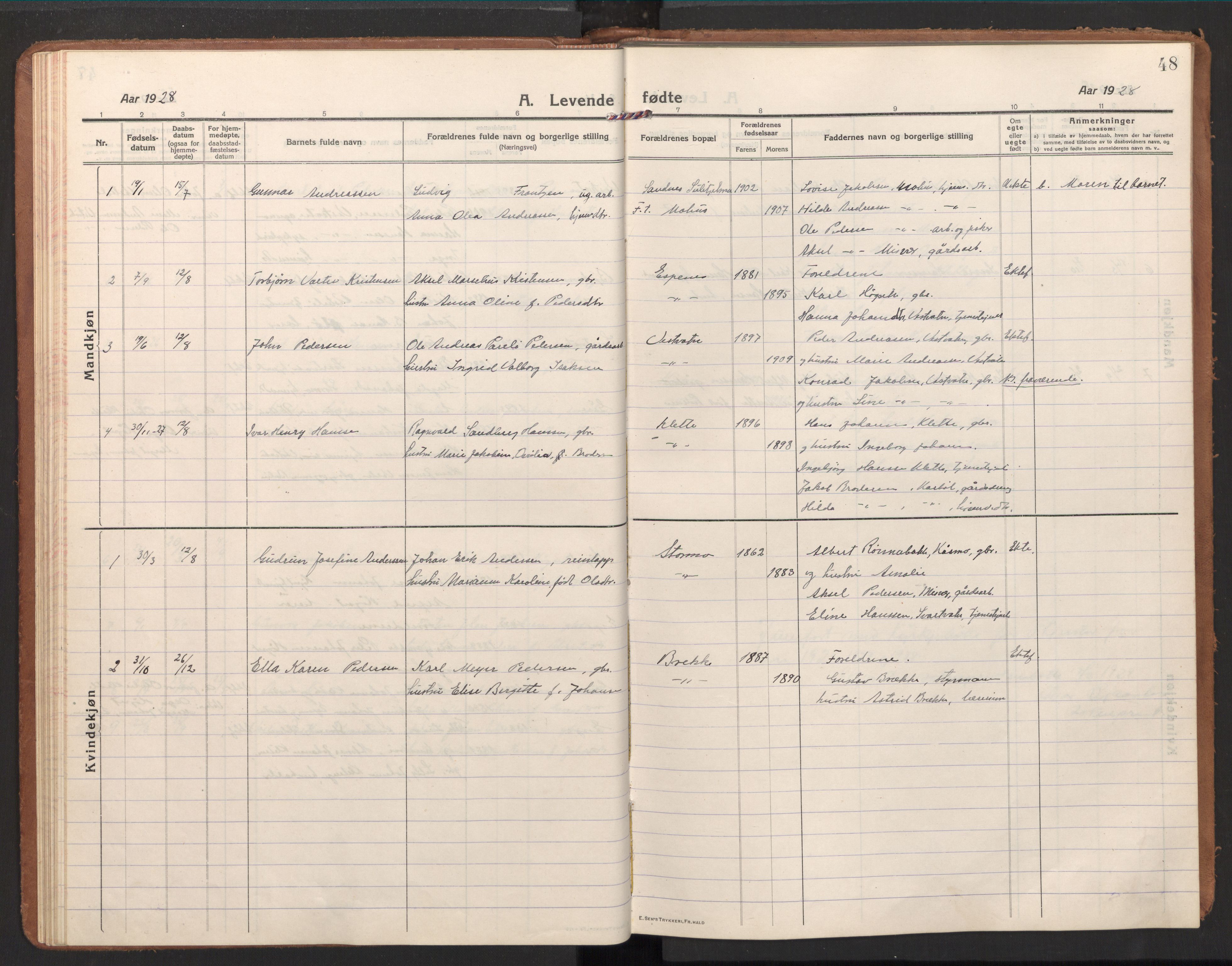 Ministerialprotokoller, klokkerbøker og fødselsregistre - Nordland, AV/SAT-A-1459/848/L0688: Parish register (official) no. 848A01, 1913-1935, p. 48