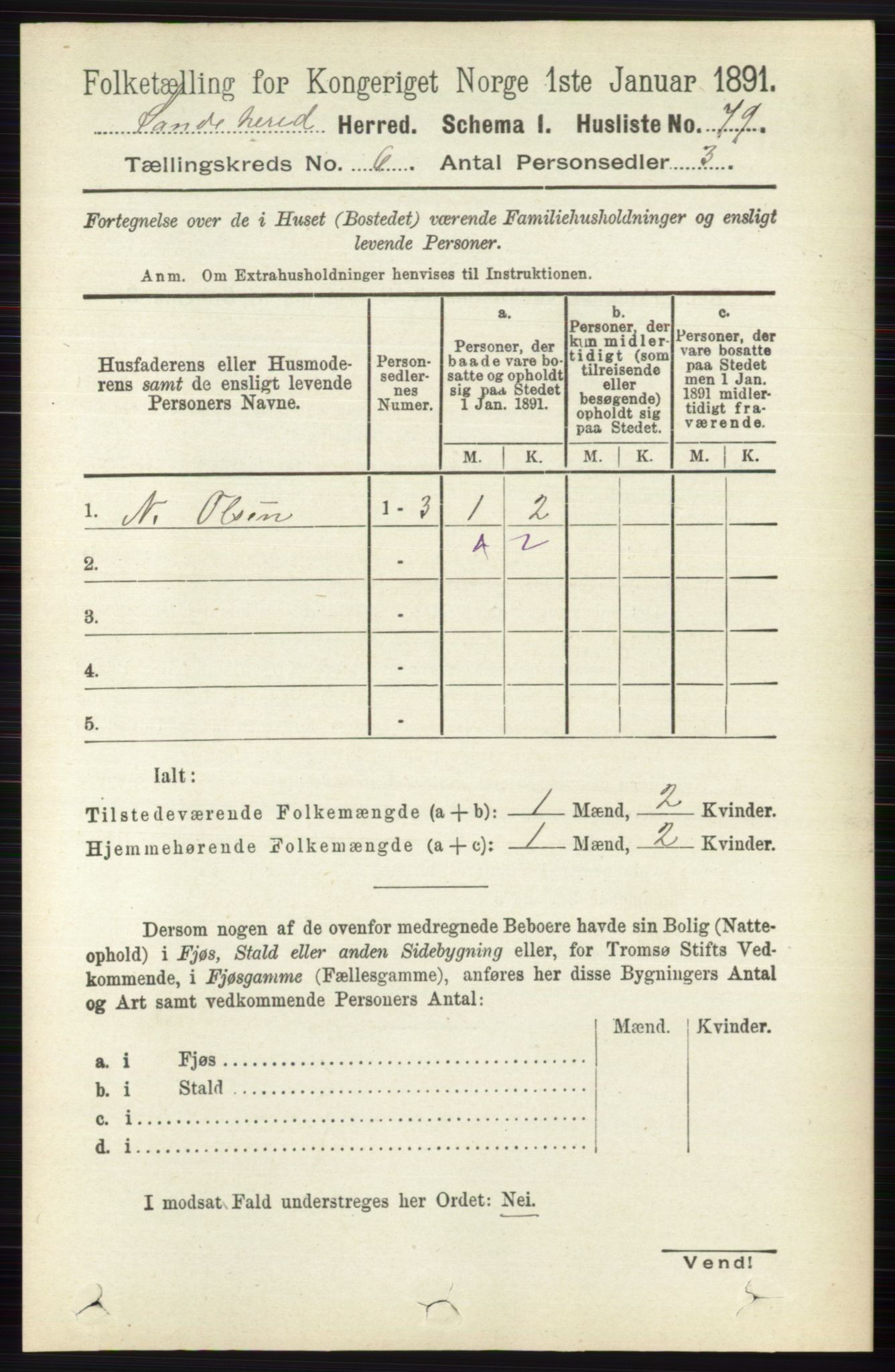 RA, 1891 census for 0724 Sandeherred, 1891, p. 3503