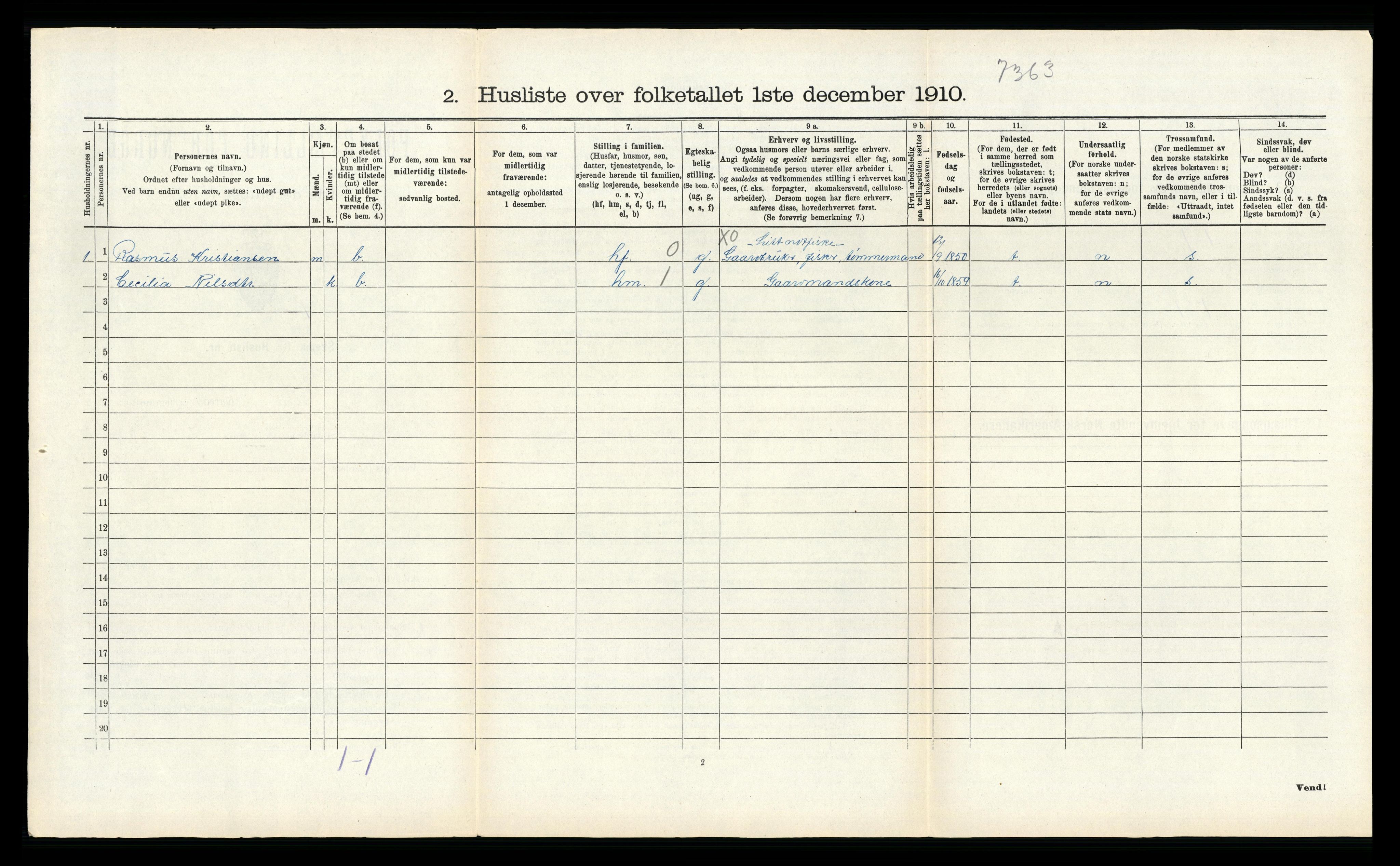 RA, 1910 census for Fana, 1910, p. 524