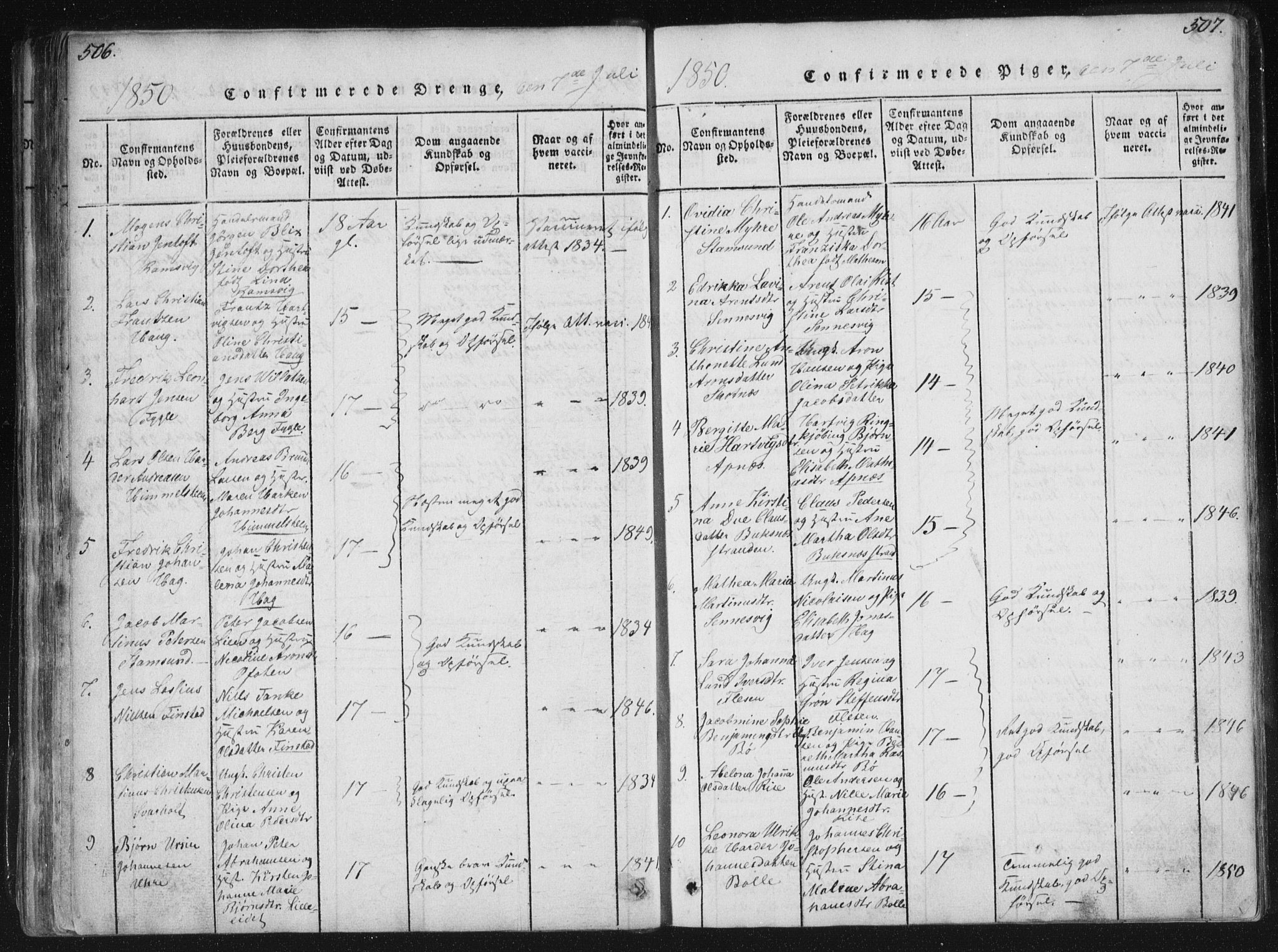 Ministerialprotokoller, klokkerbøker og fødselsregistre - Nordland, SAT/A-1459/881/L1164: Parish register (copy) no. 881C01, 1818-1853, p. 506-507