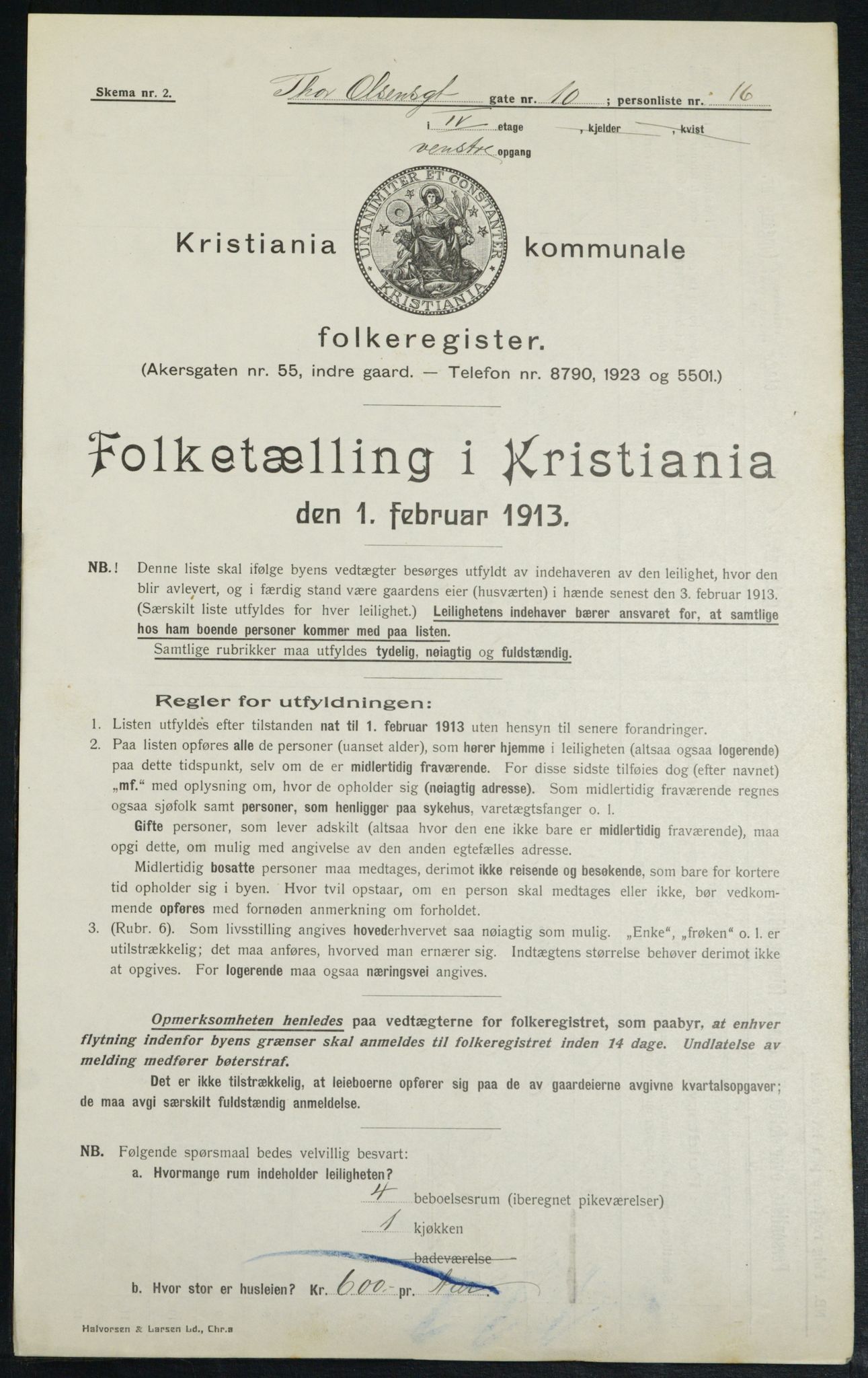 OBA, Municipal Census 1913 for Kristiania, 1913, p. 109533