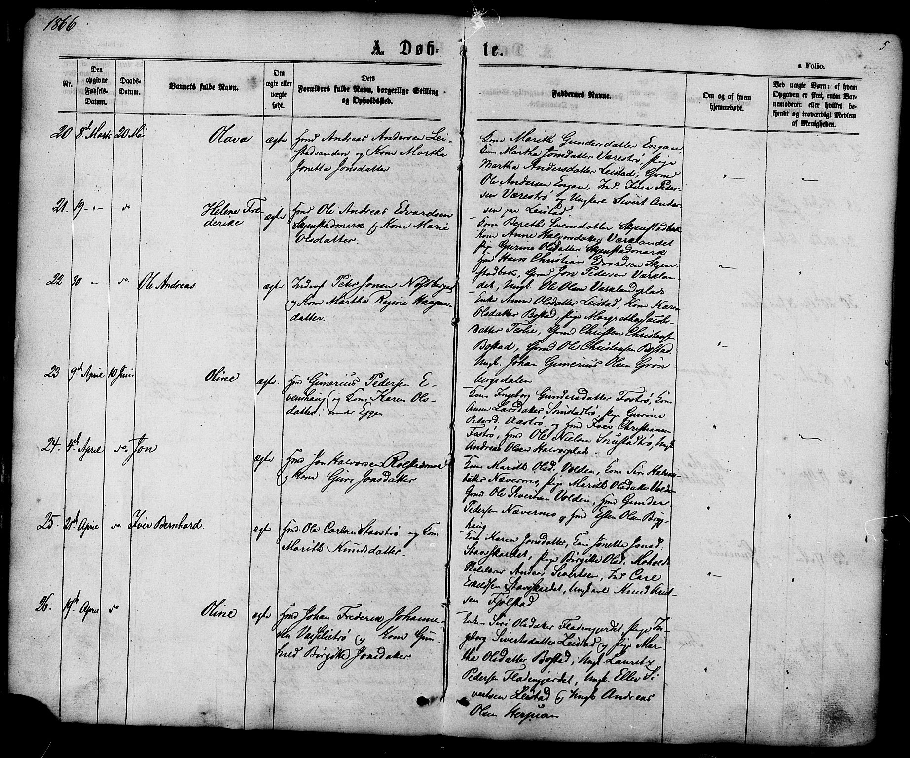 Ministerialprotokoller, klokkerbøker og fødselsregistre - Sør-Trøndelag, AV/SAT-A-1456/616/L0409: Parish register (official) no. 616A06, 1865-1877, p. 5