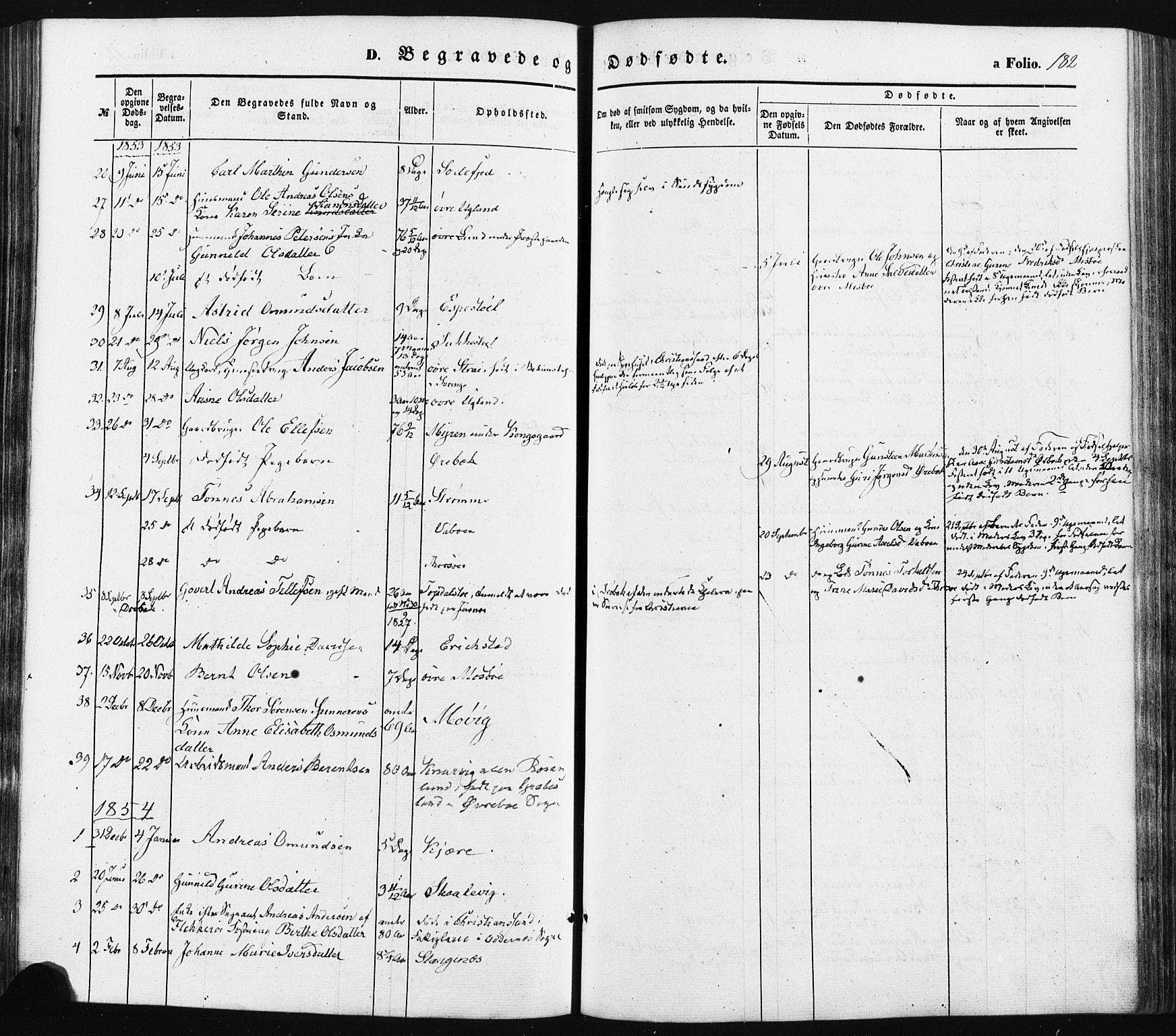 Oddernes sokneprestkontor, SAK/1111-0033/F/Fa/Faa/L0007: Parish register (official) no. A 7, 1851-1863, p. 182