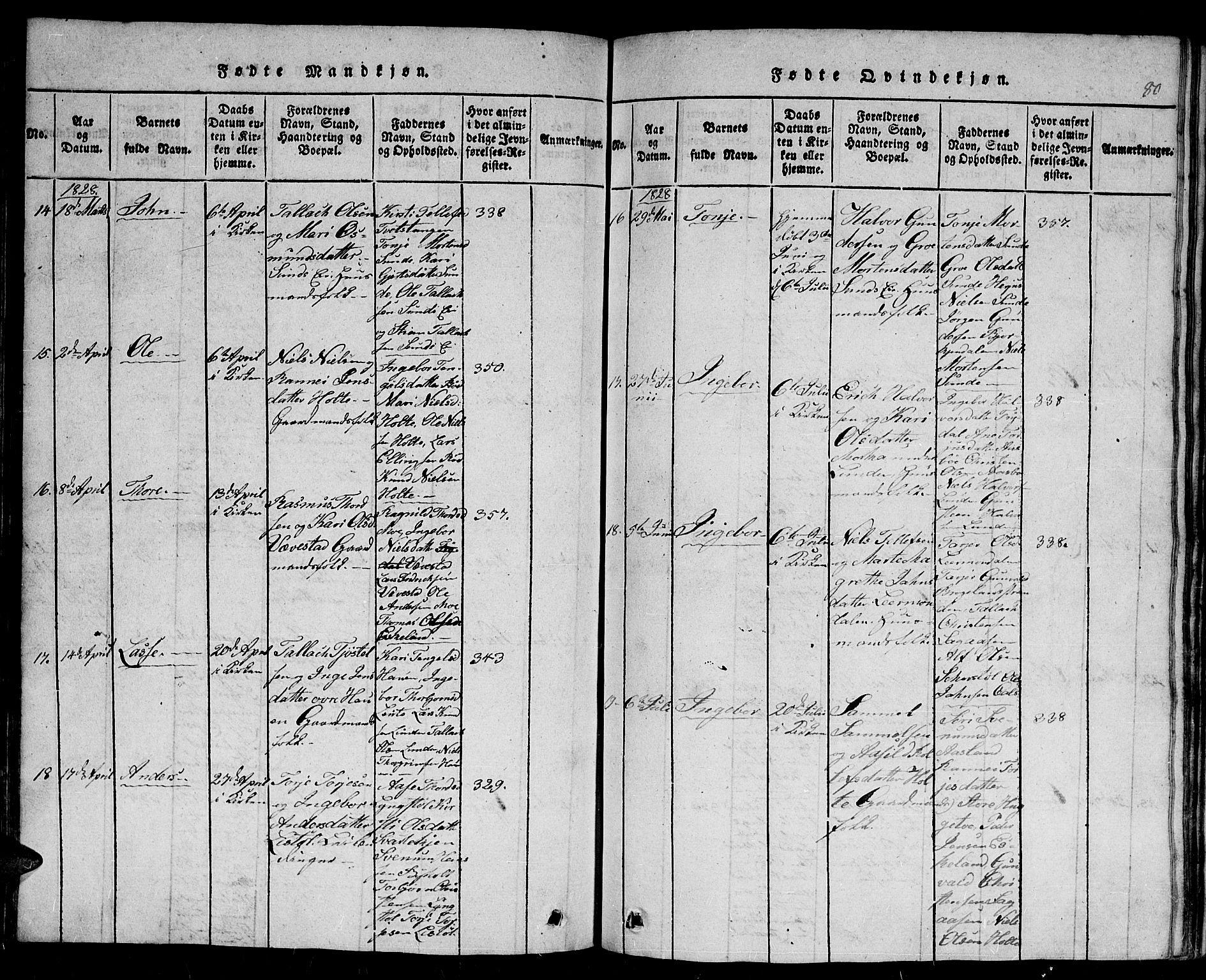 Gjerstad sokneprestkontor, SAK/1111-0014/F/Fb/Fba/L0002: Parish register (copy) no. B 2, 1816-1845, p. 80
