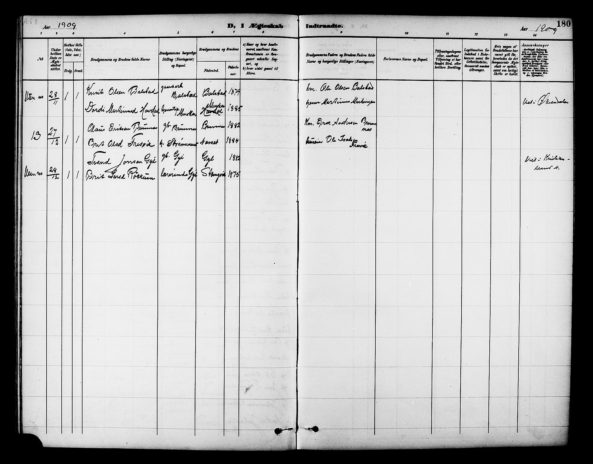 Ministerialprotokoller, klokkerbøker og fødselsregistre - Møre og Romsdal, AV/SAT-A-1454/586/L0992: Parish register (copy) no. 586C03, 1892-1909, p. 180