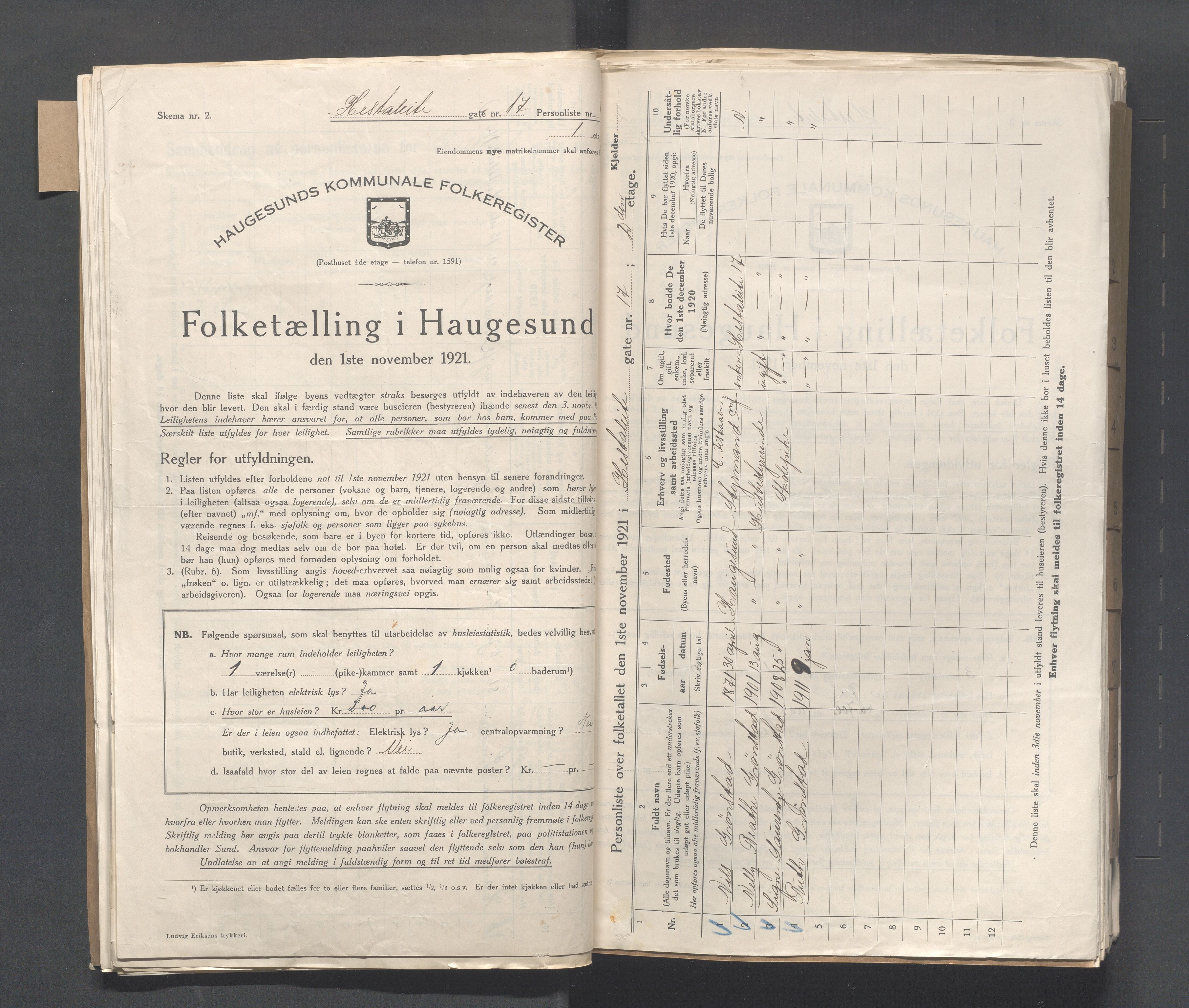 IKAR, Local census 1.11.1921 for Haugesund, 1921, p. 2281