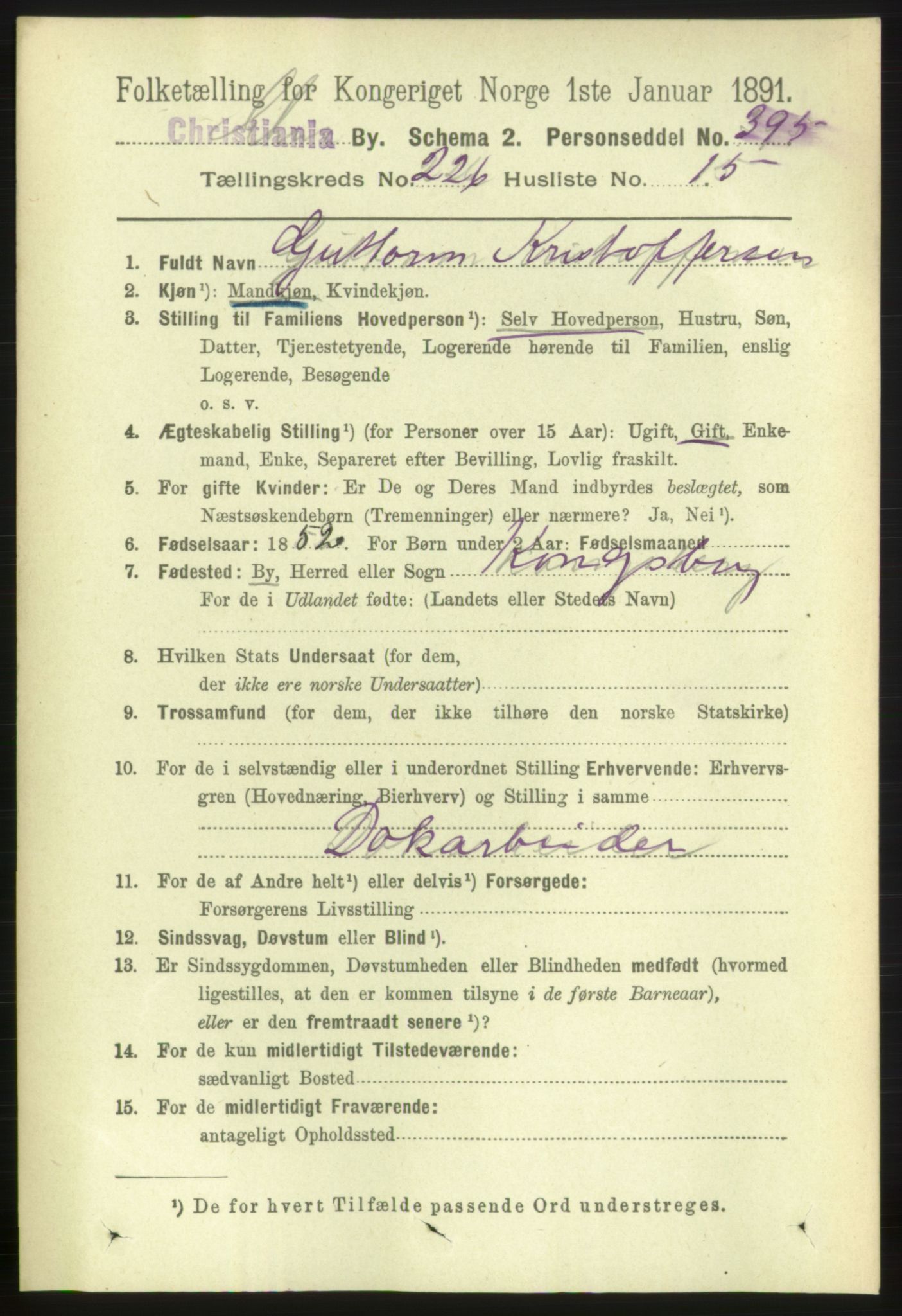 RA, 1891 census for 0301 Kristiania, 1891, p. 138203