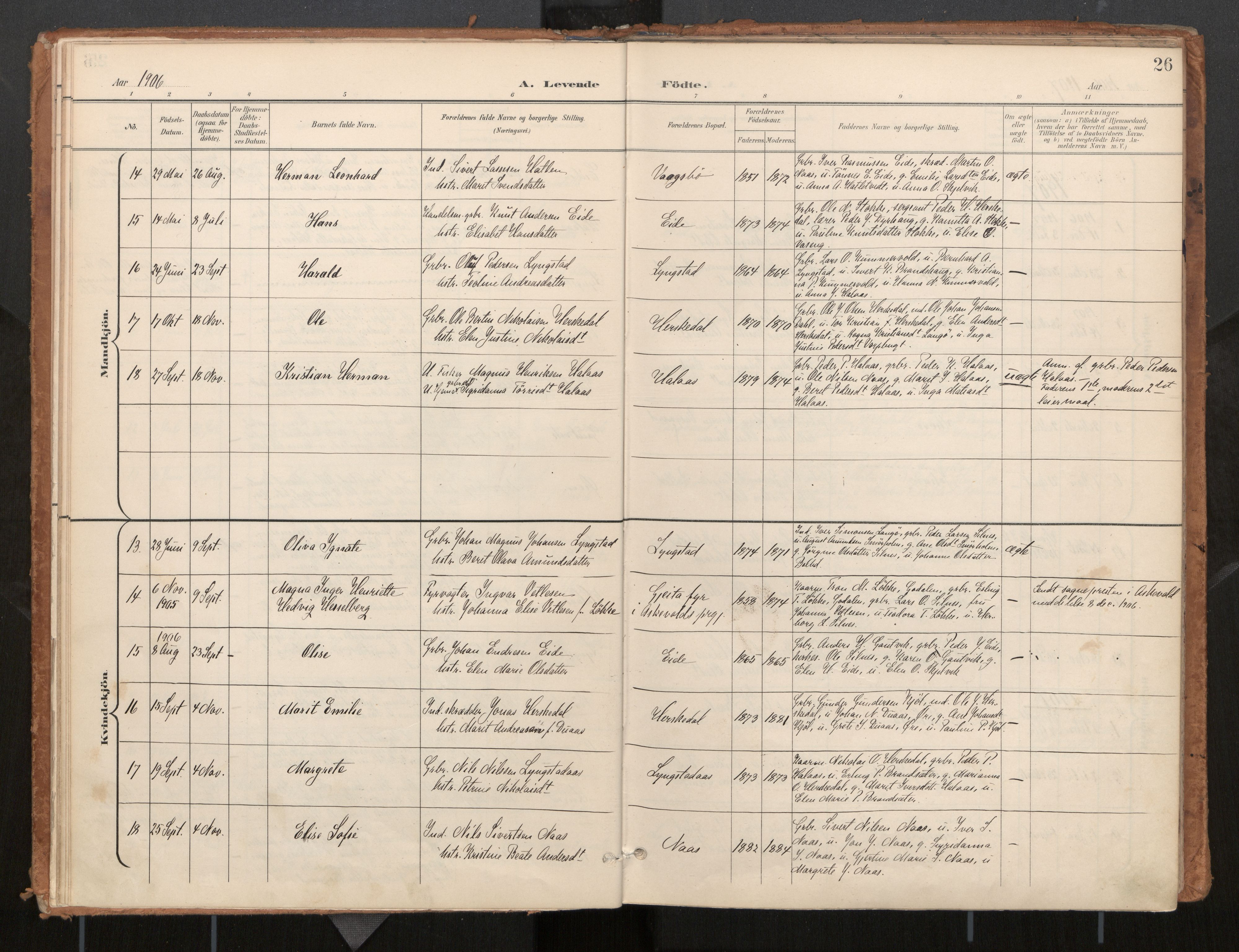 Ministerialprotokoller, klokkerbøker og fødselsregistre - Møre og Romsdal, SAT/A-1454/571/L0836a: Parish register (official) no. 571A02, 1898-1910, p. 26