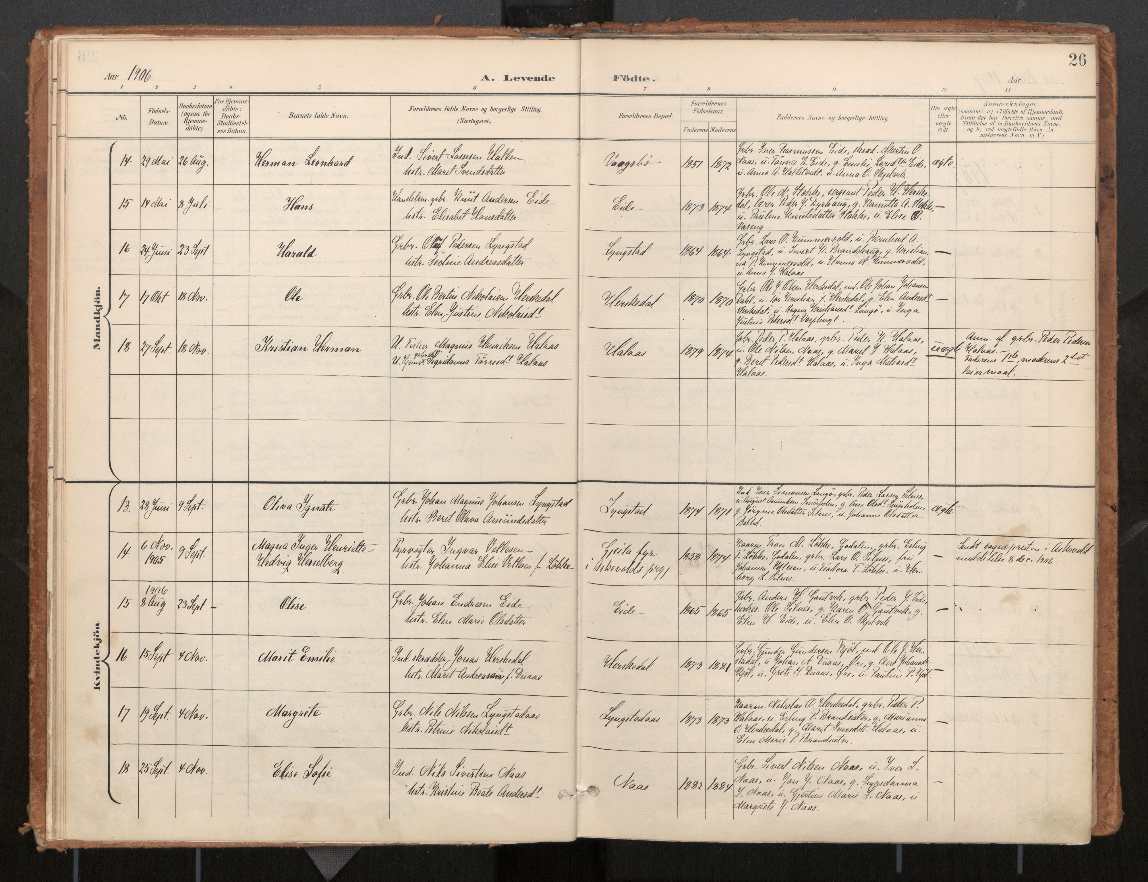 Ministerialprotokoller, klokkerbøker og fødselsregistre - Møre og Romsdal, AV/SAT-A-1454/571/L0836a: Parish register (official) no. 571A02, 1898-1910, p. 26