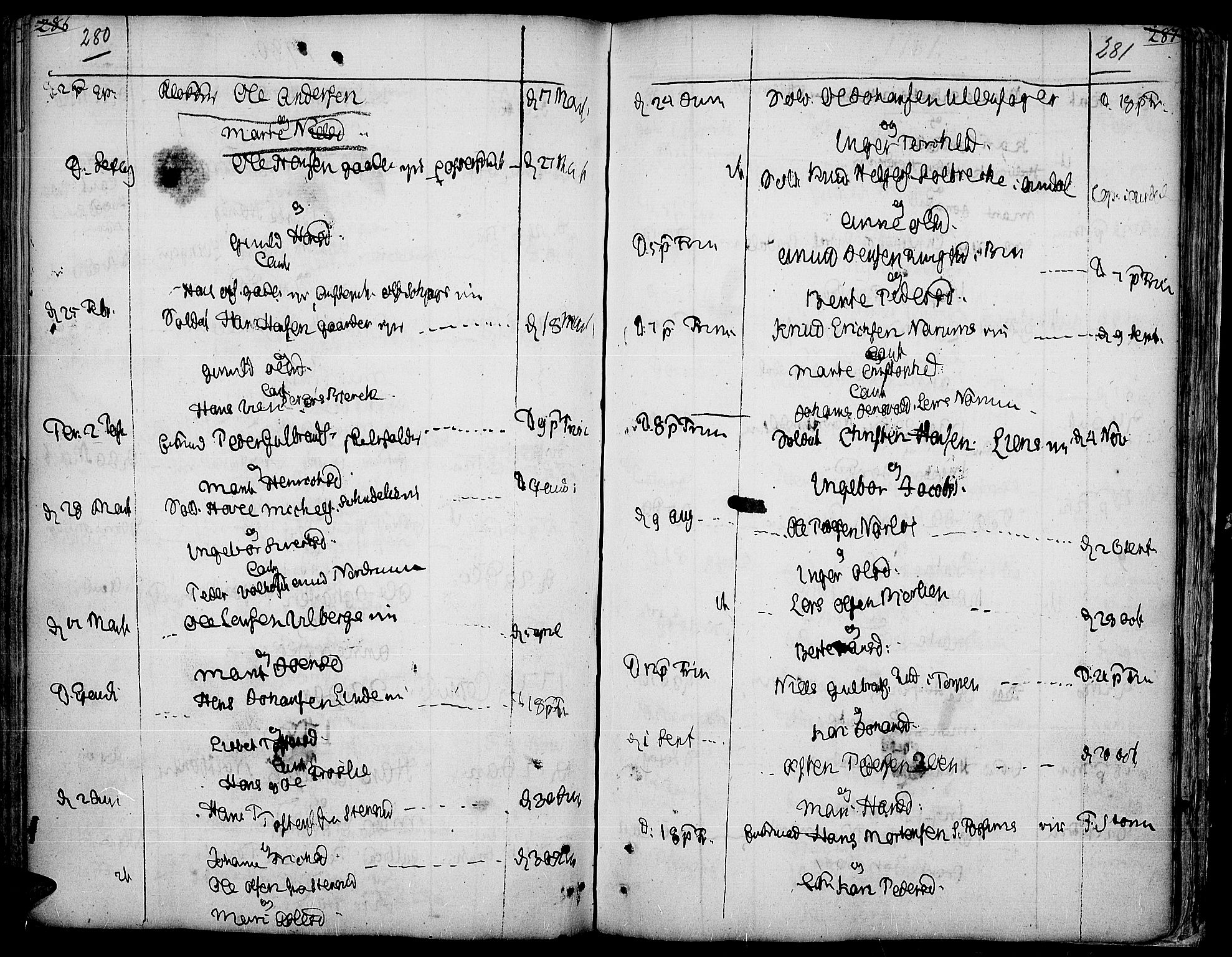 Land prestekontor, SAH/PREST-120/H/Ha/Haa/L0005: Parish register (official) no. 5, 1765-1784, p. 280-281