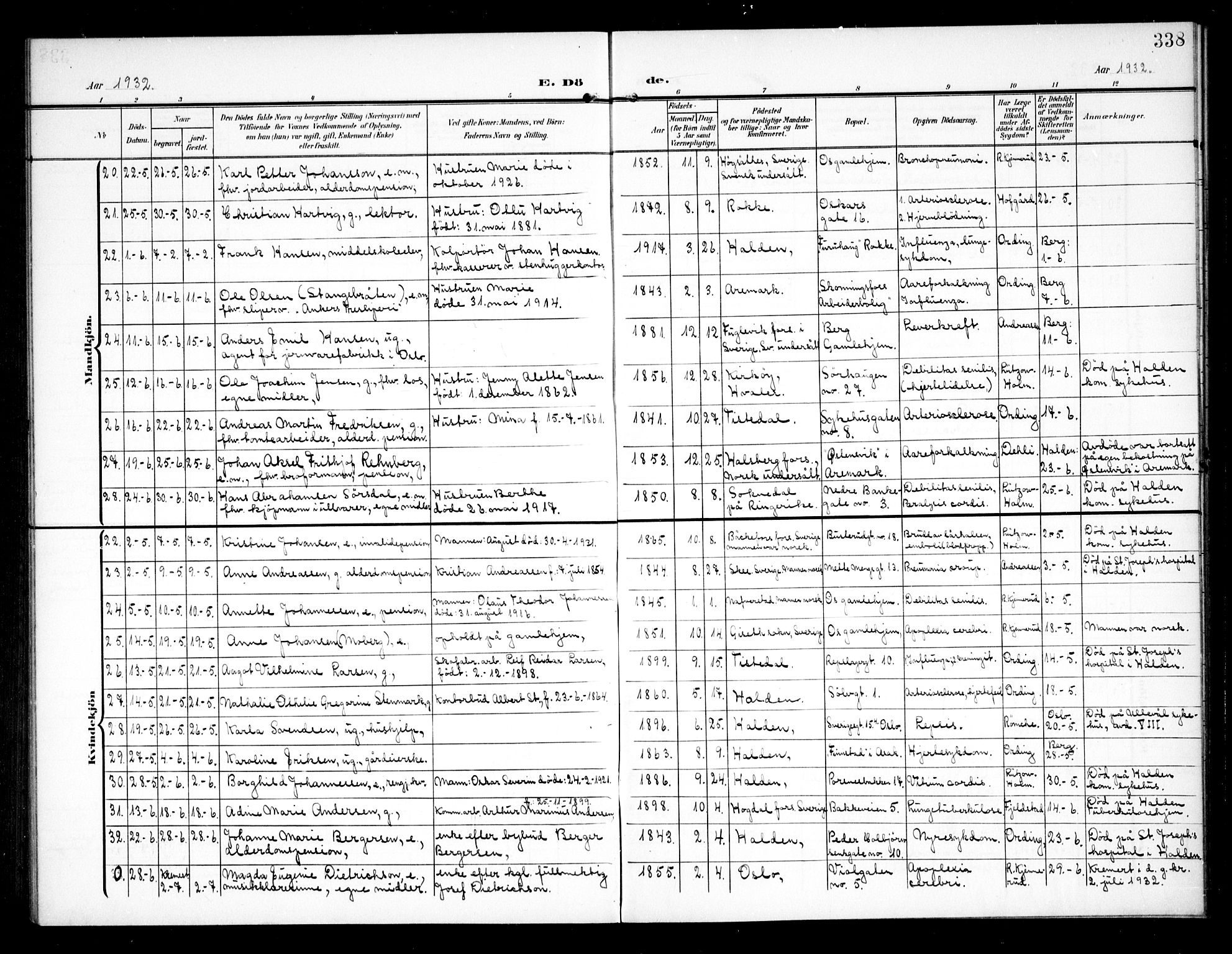 Halden prestekontor Kirkebøker, AV/SAO-A-10909/G/Ga/L0011: Parish register (copy) no. 11, 1906-1934, p. 338