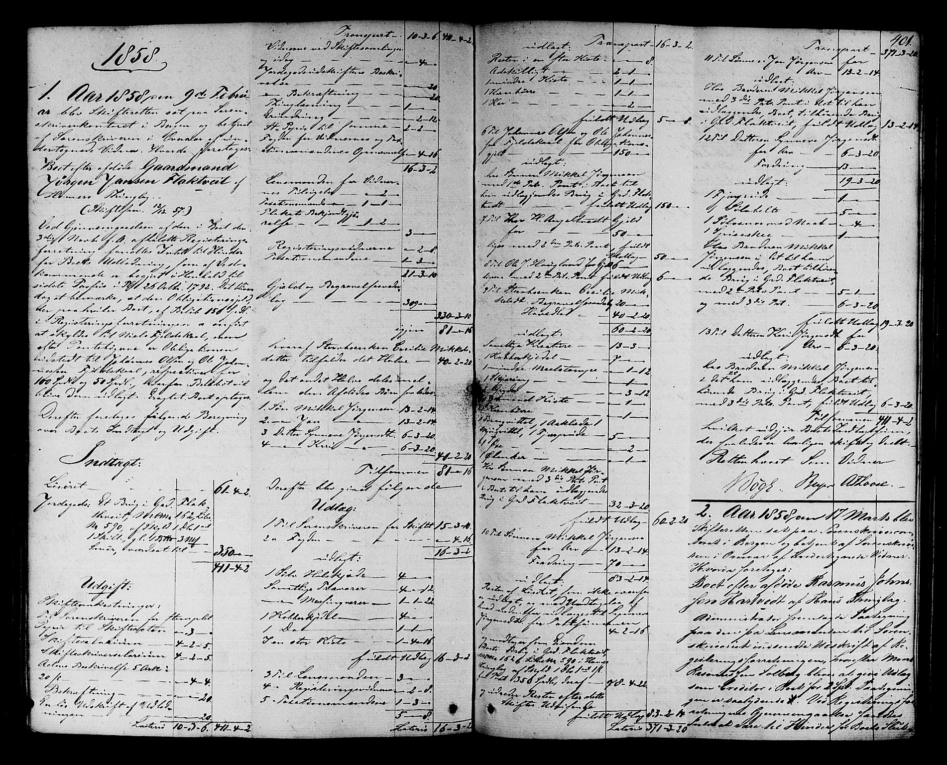 Nordhordland sorenskrivar, AV/SAB-A-2901/1/H/Ha/L0021: Skifteprotokollar Nordhordland , 1839-1859, p. 400b-401a