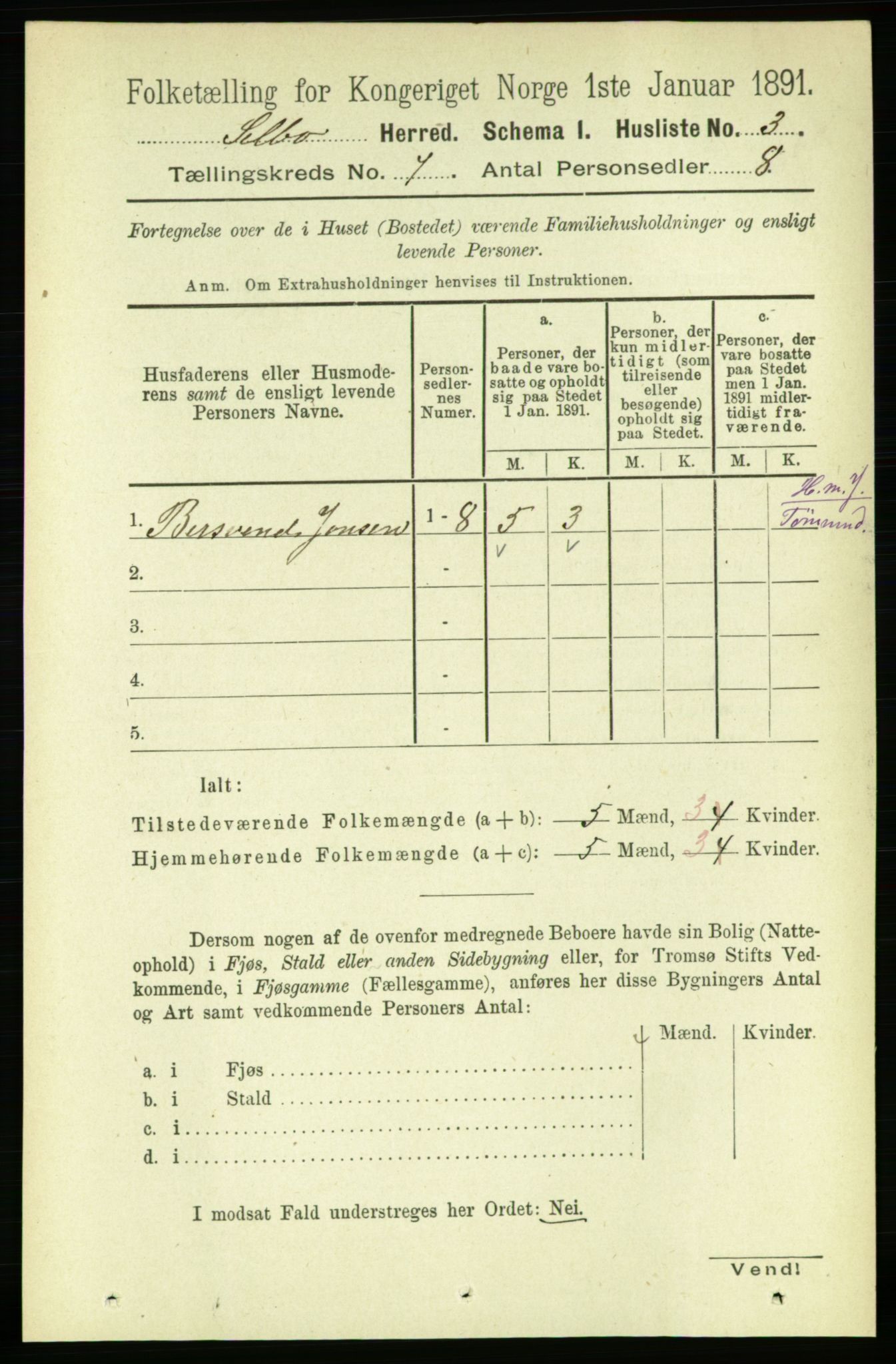 RA, 1891 census for 1664 Selbu, 1891, p. 2523