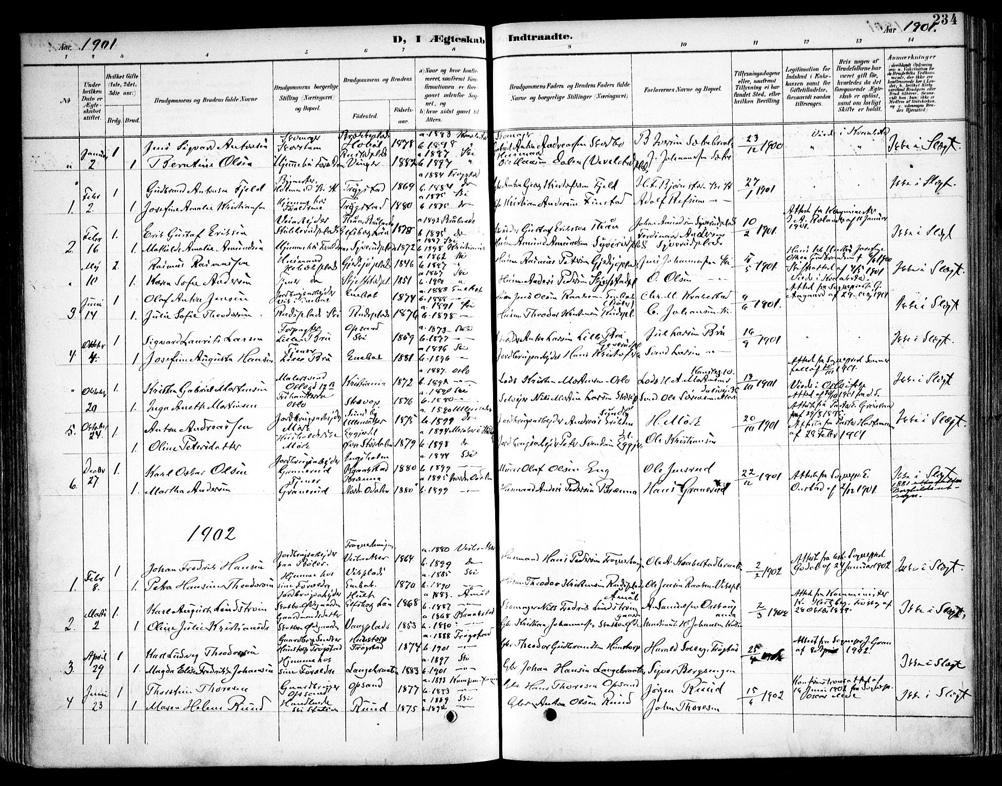 Kråkstad prestekontor Kirkebøker, SAO/A-10125a/F/Fb/L0002: Parish register (official) no. II 2, 1893-1917, p. 234
