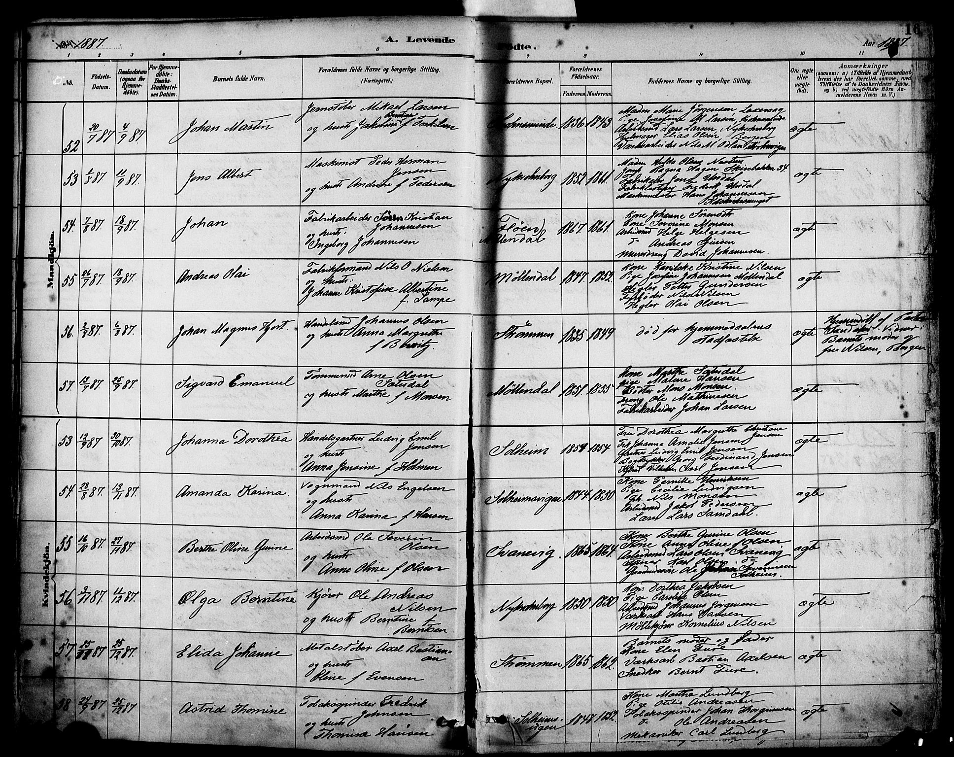 Årstad Sokneprestembete, SAB/A-79301/H/Haa/L0001: Parish register (official) no. A 1, 1886-1901, p. 16