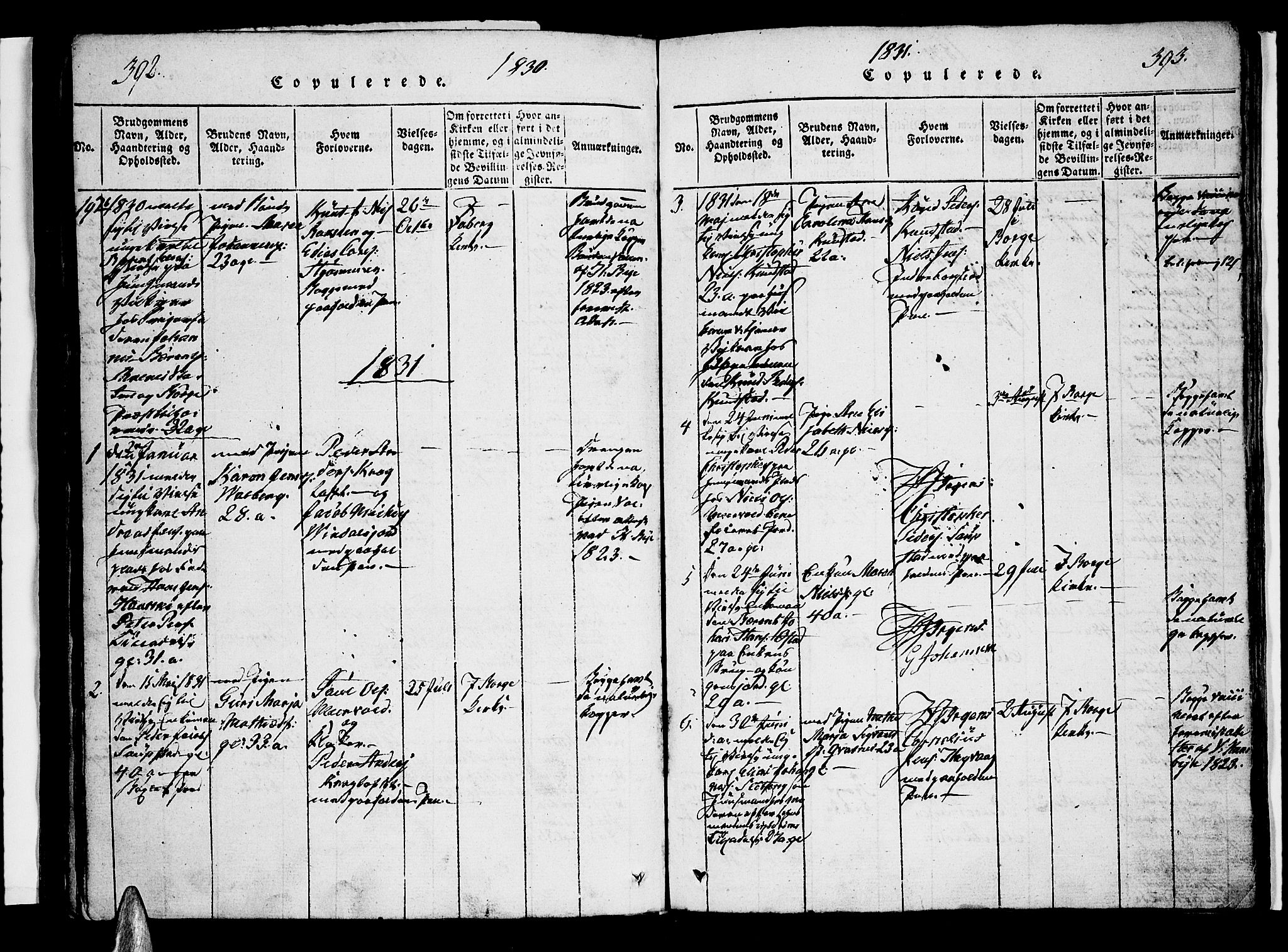 Ministerialprotokoller, klokkerbøker og fødselsregistre - Nordland, SAT/A-1459/880/L1130: Parish register (official) no. 880A04, 1821-1843, p. 392-393
